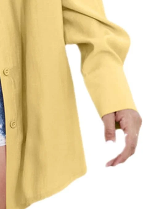 پیراهن زنانه دکمه دار بوهو، بلوز پنبه ای غیر رسمی سایز بزرگ یقه هفت (قرمز، L)