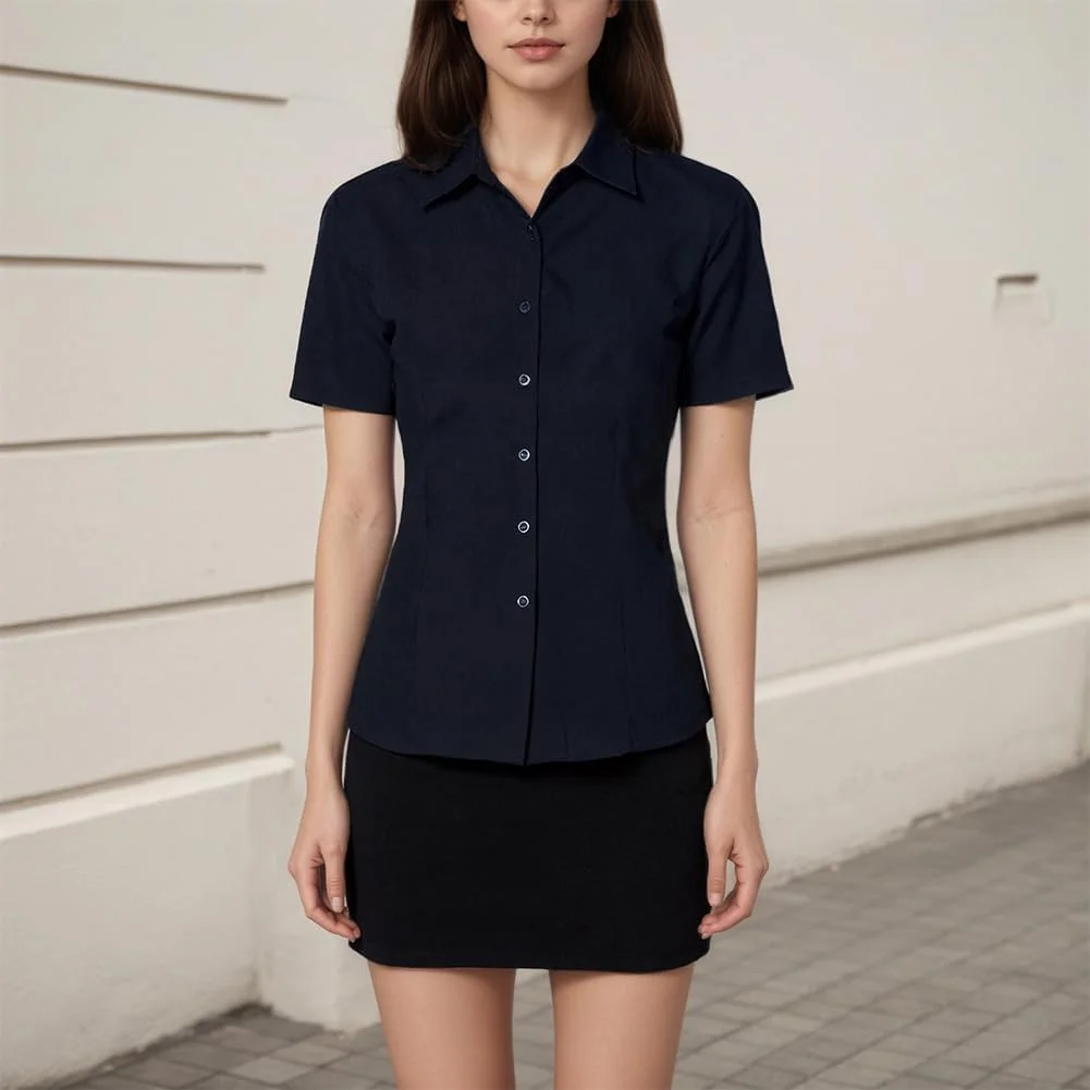 بلوز آستین کوتاه زنانه دکمه دار کلاسیک