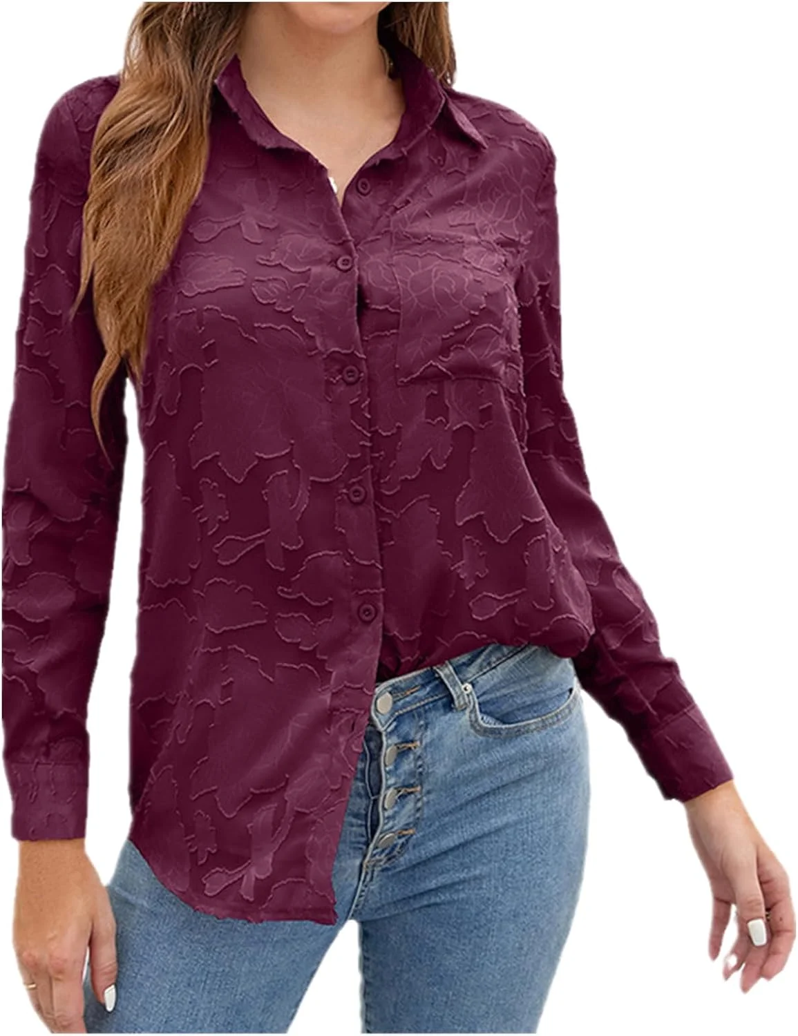 پیراهن زنانه دکمه دار بوهو، بلوز نخی غیر رسمی سایز بزرگ یقه هفت (قرمز، XXL) پیراهن زنانه دکمه دار بوهو، بلوز نخی غیر رسمی سایز بزرگ یقه هفت (قرمز، XXL)