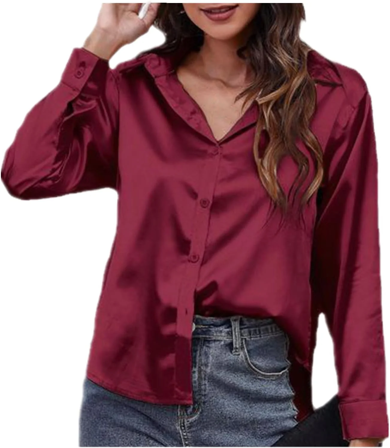 پیراهن زنانه دکمه دار بوهو، بلوز نخی غیر رسمی سایز بزرگ یقه هفت (قرمز 1، L) پیراهن زنانه دکمه دار بوهو، بلوز نخی غیر رسمی سایز بزرگ یقه هفت (قرمز 1، L)