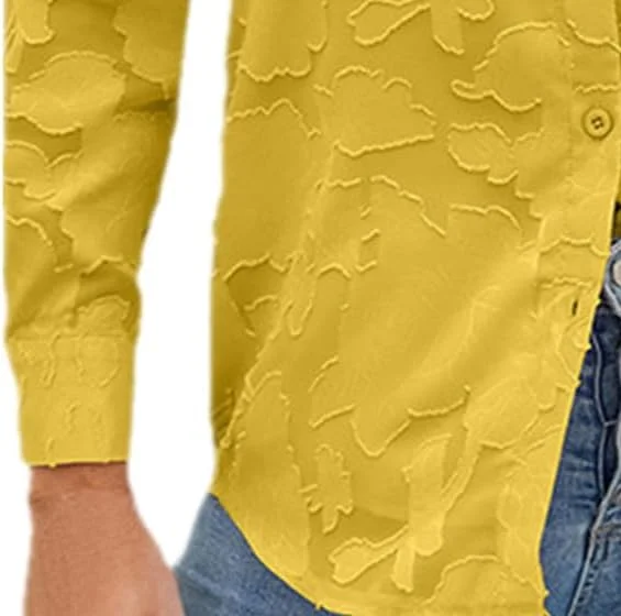 پیراهن زنانه دکمه دار بوهو، بلوز نخی غیر رسمی سایز بزرگ یقه هفت (قرمز، XXL)