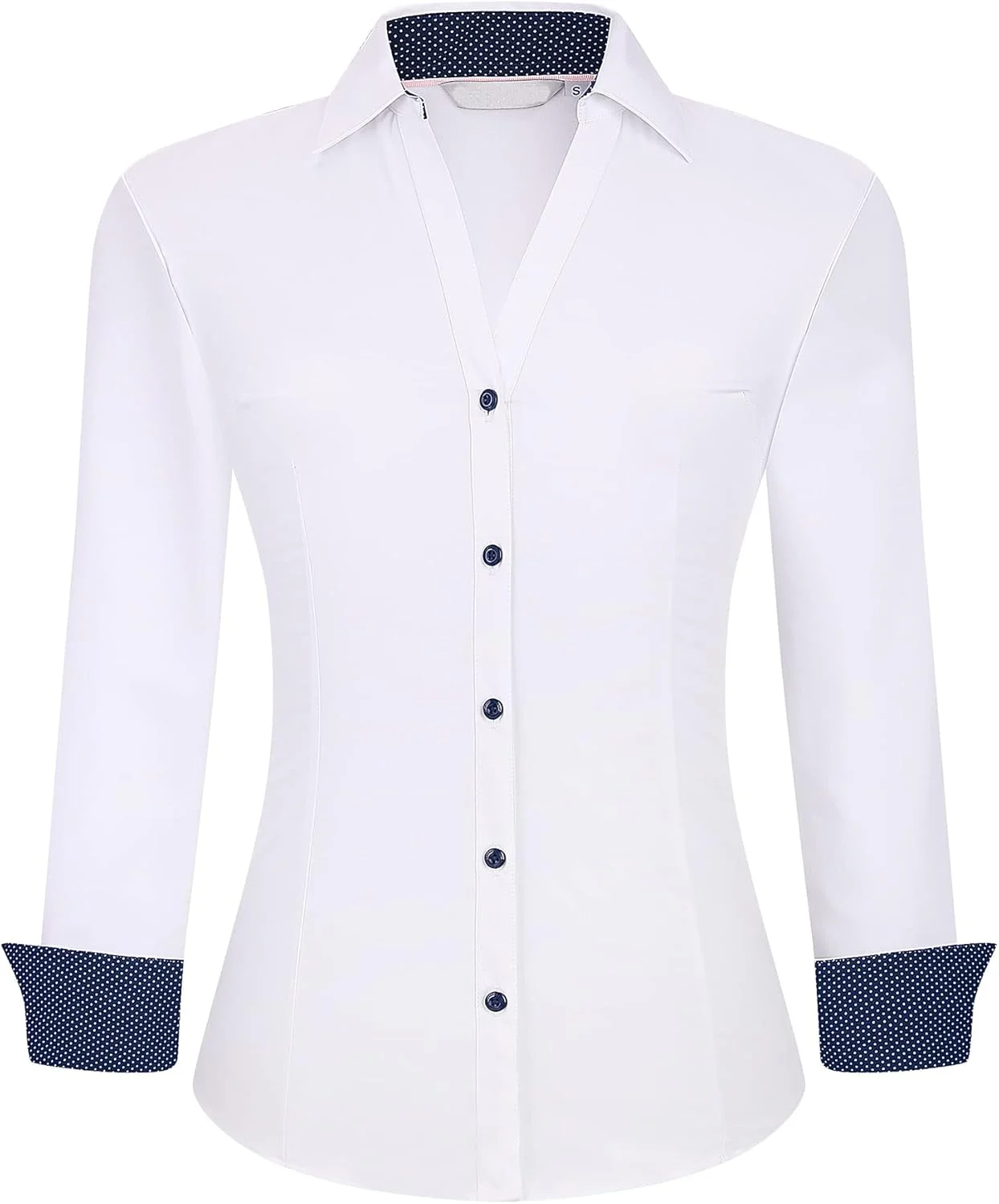 WARHORSEE لباس مردانه زنانه پیراهن دکمه دار آستین بلند یقه هفت مناسب کار و بدون چروک (سفید، XXL)