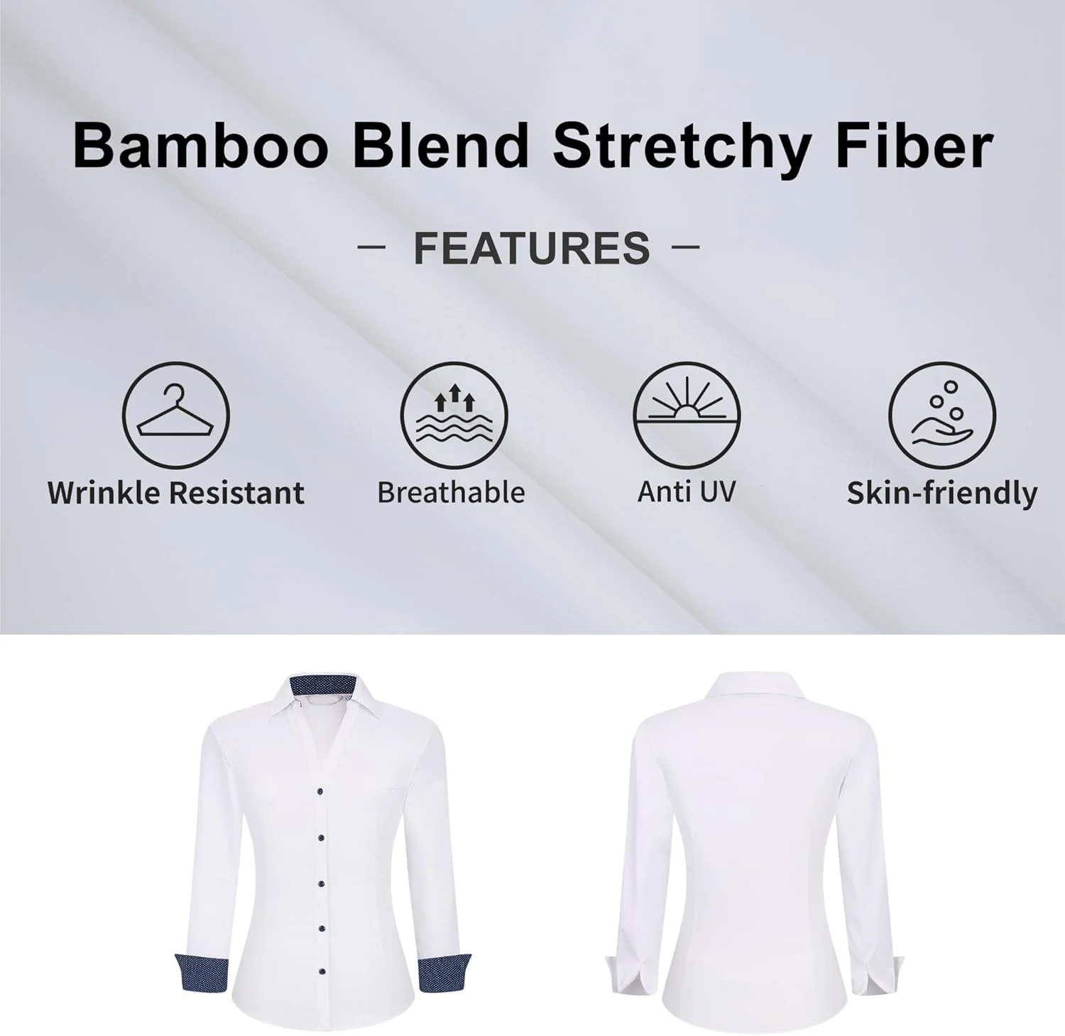 WARHORSEE پیراهن دکمه دار مردانه و زنانه آستین بلند یقه هفت مناسب کار و بدون چروک (سفید، سایز S)