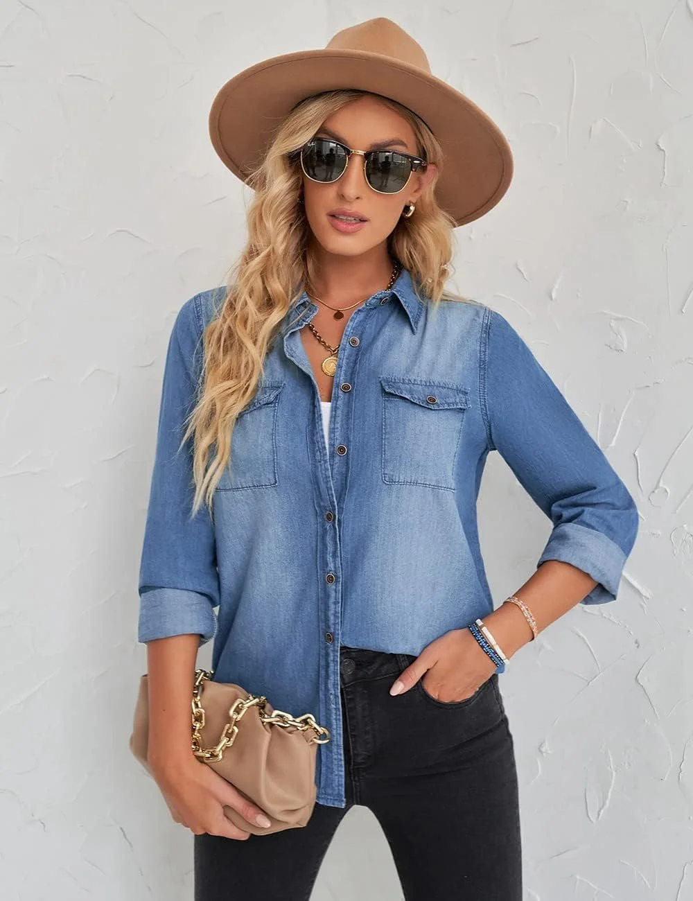 بلوز آستین سه ربع زنانه Vetinee با آستین زنگوله‌ای، پنل توری و یقه هفت، مناسب برای استایل کژوال و آزاد