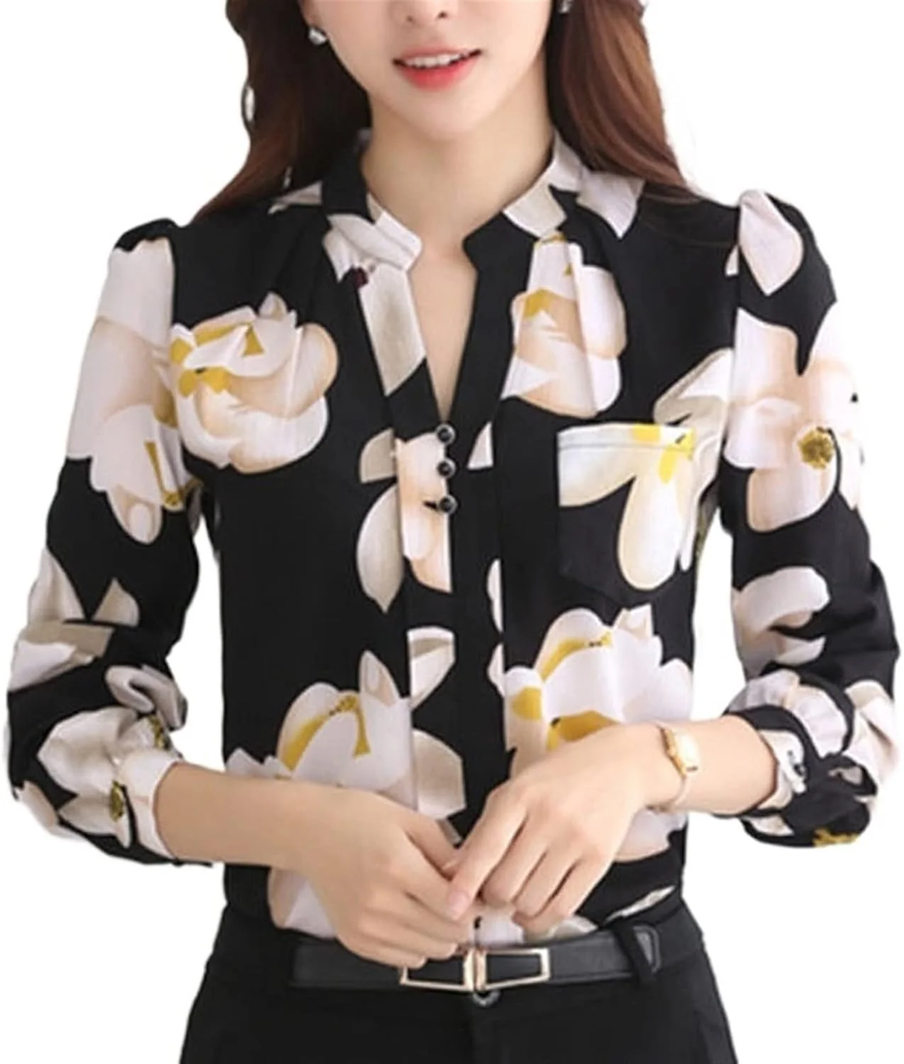 بلوز زنانه VETCS تاپ زنانه تاپ زنانه یقه هفت اندامی بلوز شیفون پیراهن زنانه سایز بزرگ (رنگ: Hortel، سایز: L)