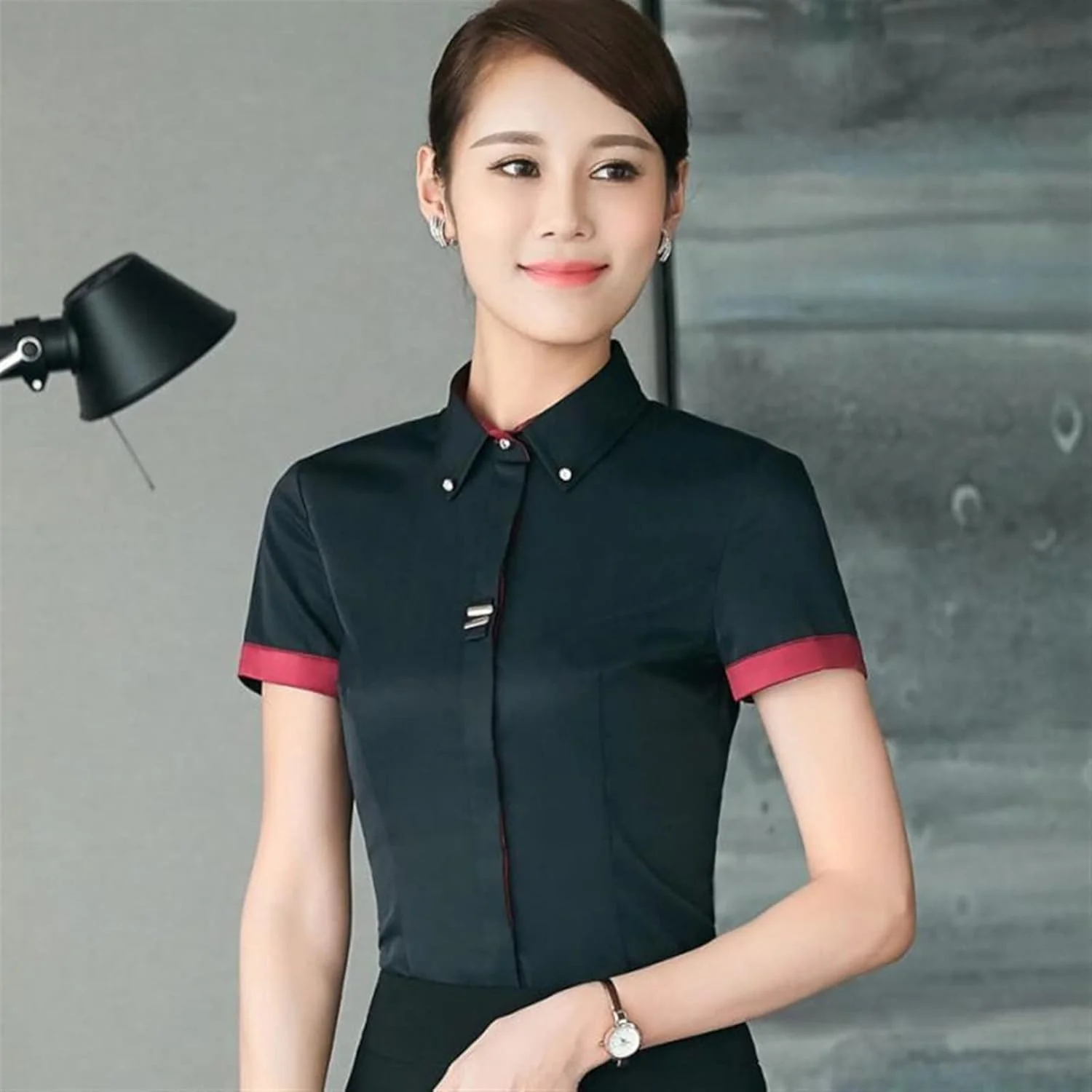 بلوز زنانه VETCS، پیراهن آستین بلند زنانه، پیراهن نخی پولک دار مشکی و سفید، پیراهن رسمی زنانه (رنگ: Hortel، سایز: 4XL)