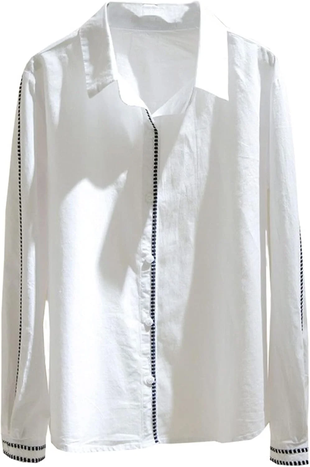 بلوز زنانه VETCS، بلوز و پیراهن زنانه، آستین بلند، لباس پنبه ای سفید زنانه (رنگ: سفید، سایز: M)
