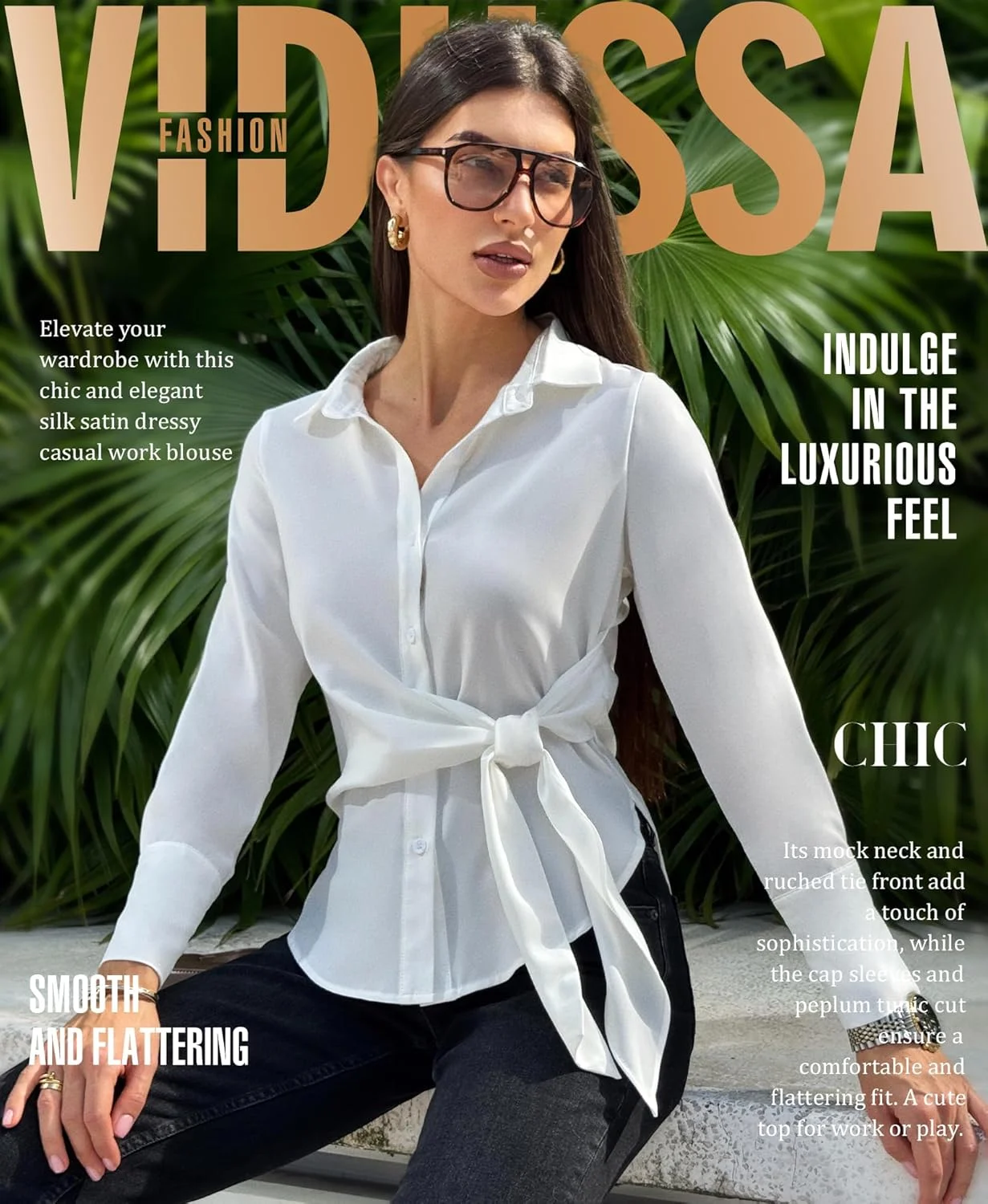 پیراهن های دکمه دار زنانه VIDUSSA - بلوزهای آستین بلند مناسب کار، تاپ های غیر رسمی شیک، پیراهن های یقه دار با گره کناری پیراهن های دکمه دار زنانه VIDUSSA - بلوزهای آستین بلند مناسب کار، تاپ های غیر رسمی شیک، پیراهن های یقه دار با گره کناری