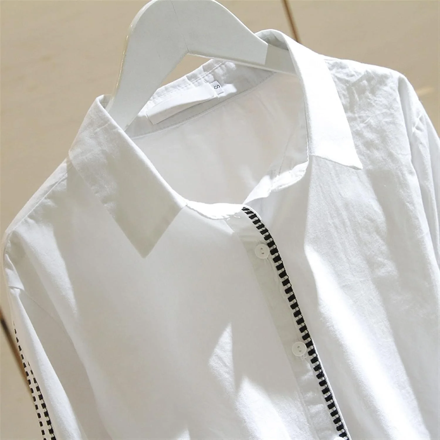 بلوز زنانه VETCS، بلوز و پیراهن زنانه، آستین بلند، لباس پنبه ای سفید زنانه (رنگ: سفید، سایز: M)