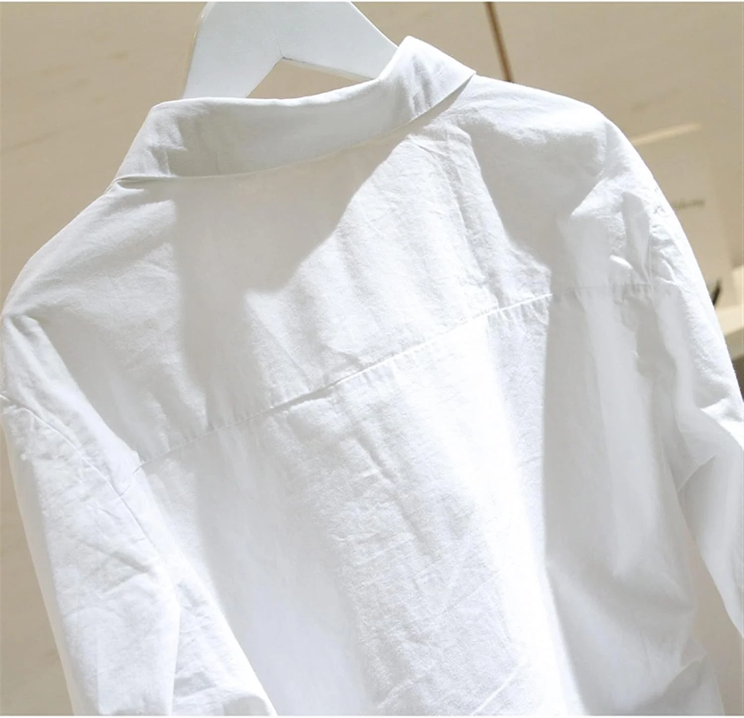بلوز زنانه VETCS، بلوز و پیراهن زنانه، آستین بلند، لباس پنبه ای سفید زنانه (رنگ: سفید، سایز: M)