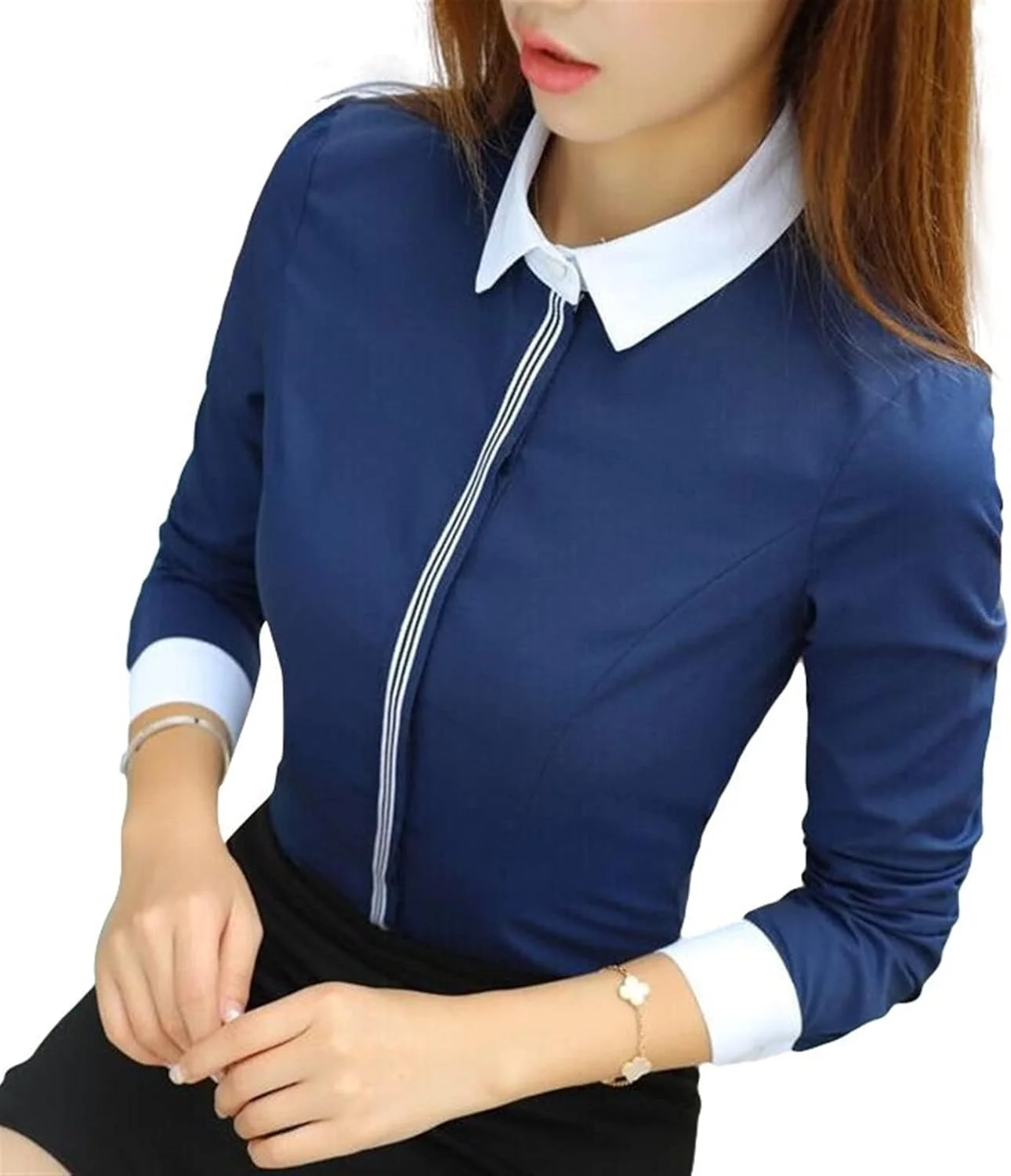 بلوز زنانه VETCS، پیراهن نخی زنانه، پیراهن رسمی و شیک، لباس کار زنانه (رنگ: Hortel، سایز: S)