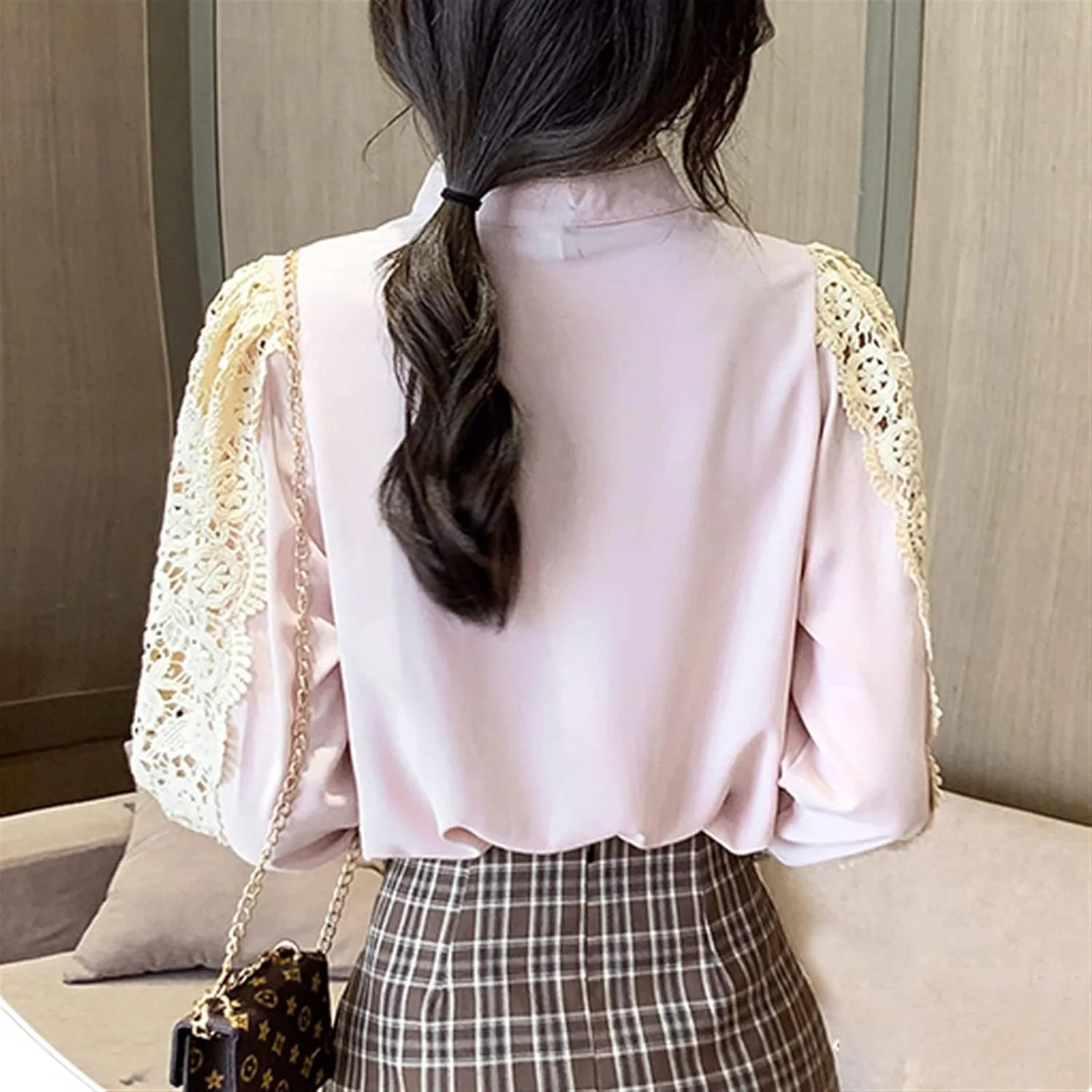 بلوز زنانه VETCS، پیراهن یقه ایستاده زنانه، پیراهن لبه دار، دوخت توری کریشه ای توخالی، پیراهن آستین پفی (رنگ: سفید، سایز: XXL) بلوز زنانه VETCS، پیراهن یقه ایستاده زنانه، پیراهن لبه دار، دوخت توری کریشه ای توخالی، پیراهن آستین پفی (رنگ: سفید، سایز: XXL)