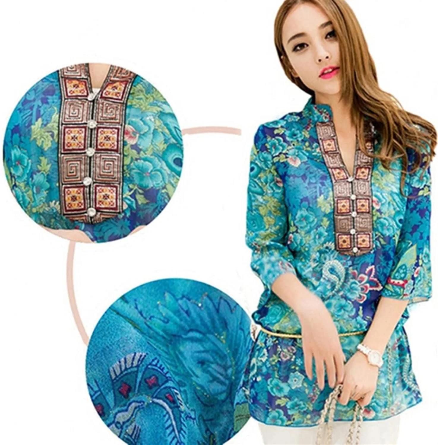 بلوز زنانه VETCS، پیراهن زنانه یقه ایستاده لباس خیابانی پیراهن طرح گل پیراهن پیراهن چند رنگ پیراهن زنانه (رنگ: Hortelã، سایز: 5XL) بلوز زنانه VETCS، پیراهن زنانه یقه ایستاده لباس خیابانی پیراهن طرح گل پیراهن پیراهن چند رنگ پیراهن زنانه (رنگ: Hortelã، سایز: 5XL)