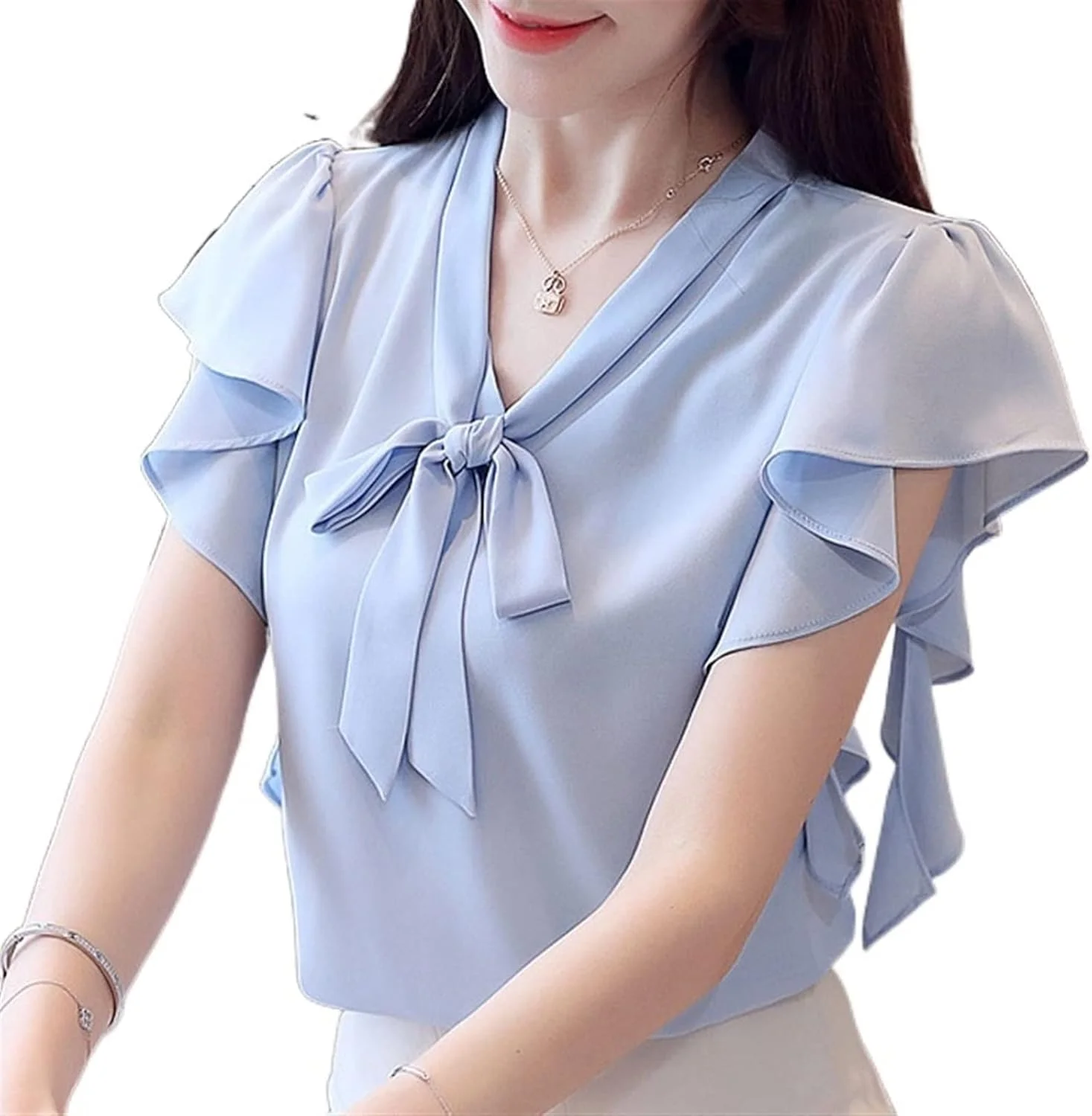 بلوز زنانه VETCS، بلوز و پیراهن زنانه، لباس شیفون زنانه، بلوز زنانه آستین کوتاه (رنگ: Hortelã، سایز: M)