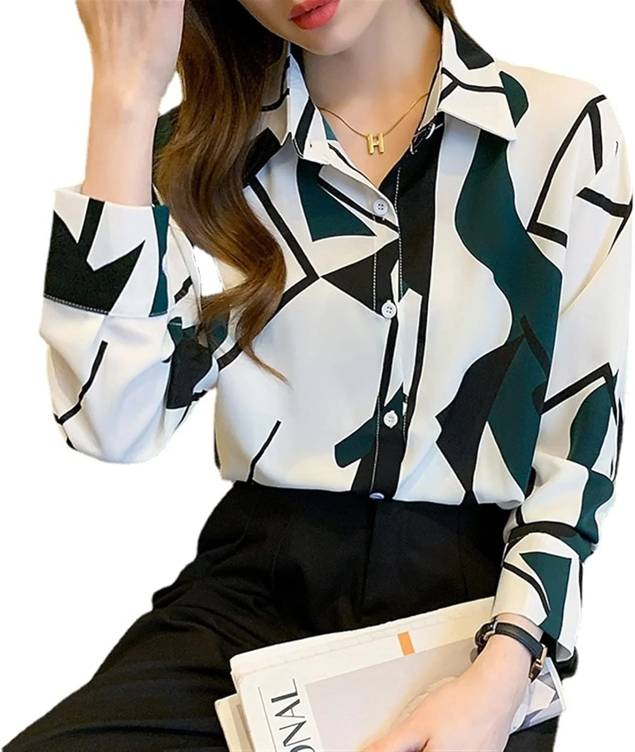 بلوز زنانه VETCS، بلوز دکمه دار زنانه، پیراهن آستین بلند شیفون زنانه یقه دار (رنگ: Hortelã، سایز: L) بلوز زنانه VETCS، بلوز دکمه دار زنانه، پیراهن آستین بلند شیفون زنانه یقه دار (رنگ: Hortelã، سایز: L)