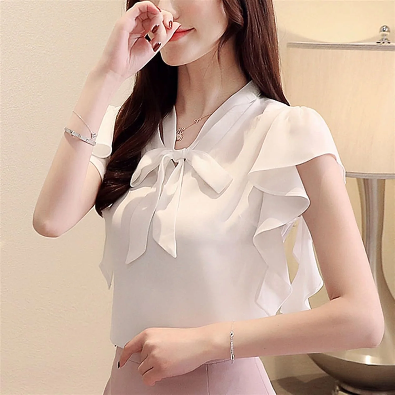 بلوز زنانه VETCS، بلوز و پیراهن زنانه، لباس شیفون زنانه، بلوز زنانه آستین کوتاه (رنگ: Hortelã، سایز: M)