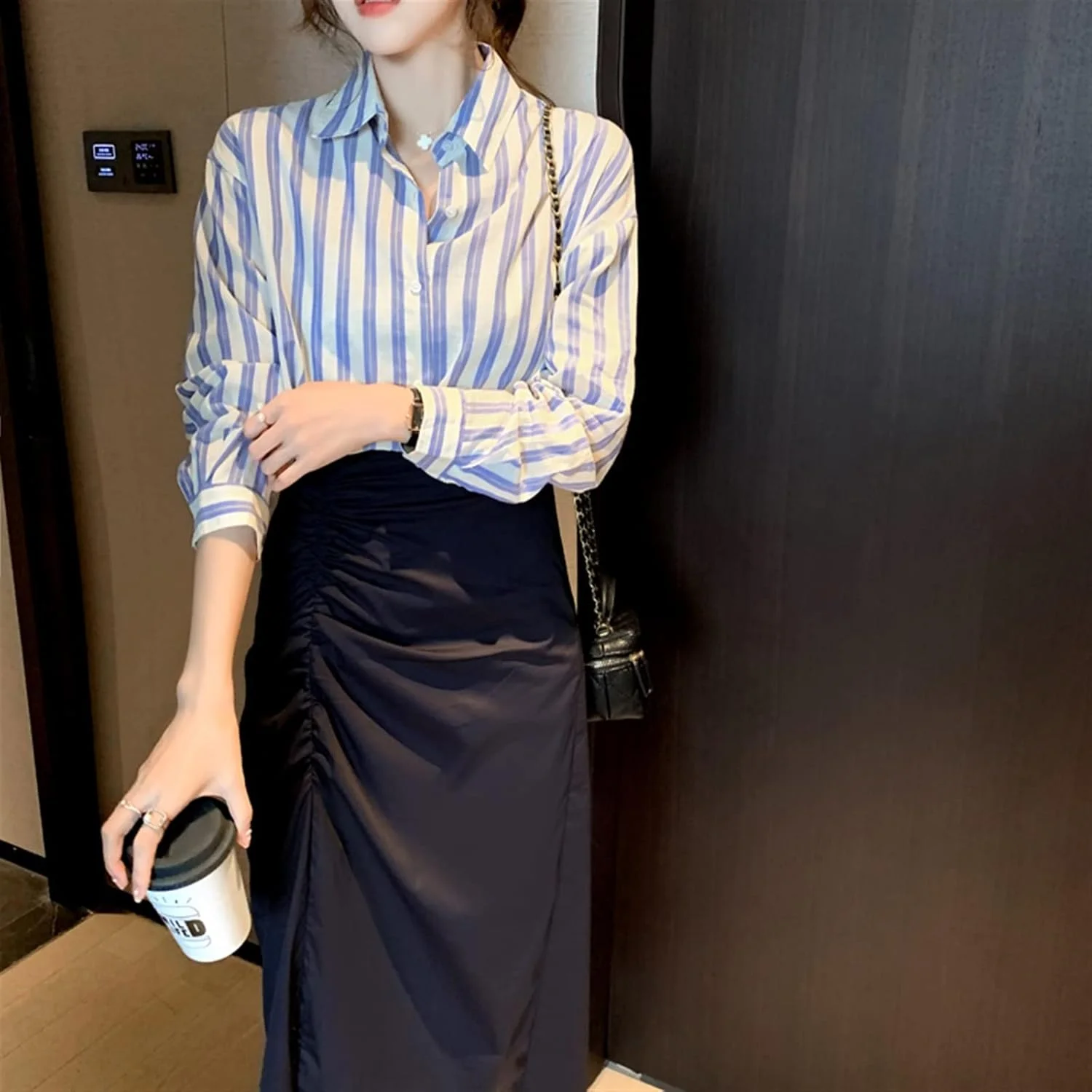 بلوز زنانه VETCS، پیراهن زنانه، پیراهن راه راه شیفون زنانه (سایز: XL) بلوز زنانه VETCS، پیراهن زنانه، پیراهن راه راه شیفون زنانه (سایز: XL)