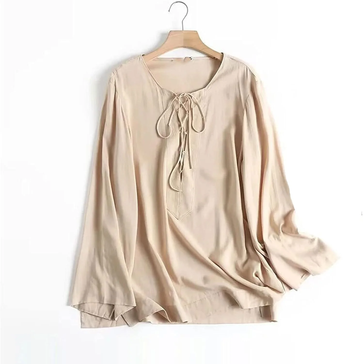 بلوز زنانه VETCS، پیراهن زنانه طرح قدیمی، آستین بلند، شیک، مناسب خیابان، پیراهن آزاد (سایز: S)