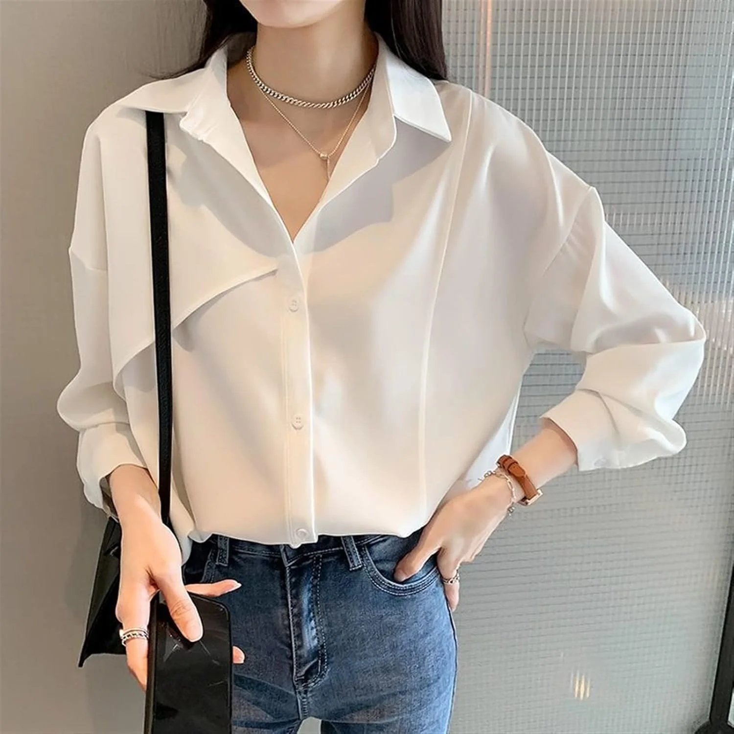 بلوز زنانه VETCS، پیراهن گشاد زنانه، بلوز یقه دار تک رنگ، پیراهن زنانه (سایز: S) بلوز زنانه VETCS، پیراهن گشاد زنانه، بلوز یقه دار تک رنگ، پیراهن زنانه (سایز: S)