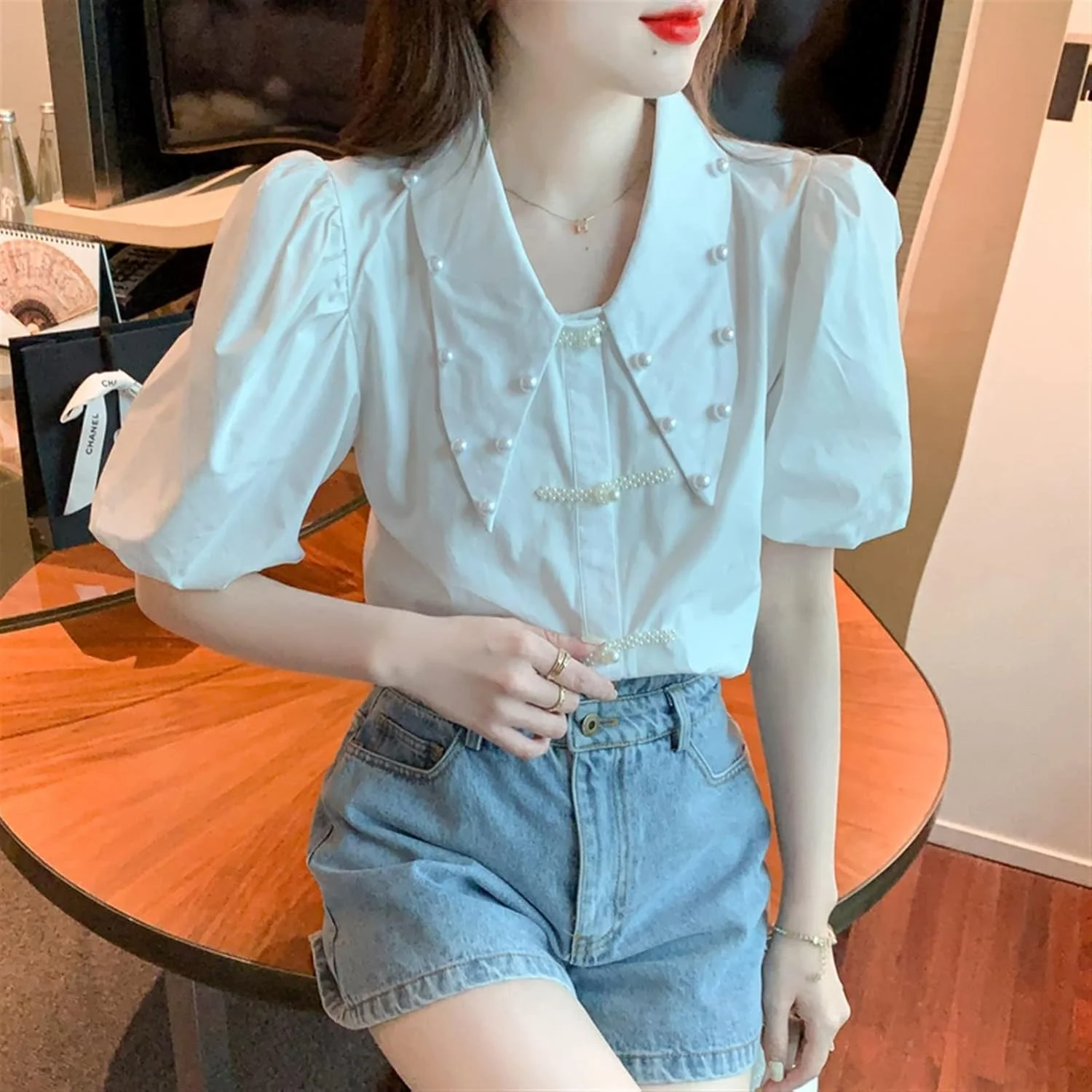 بلوز زنانه VETCS، بلوز و شومیز زنانه، شورت، آستین کوتاه ناز، بلوز نازک گشاد زنانه (رنگ: Hortel، سایز: S) بلوز زنانه VETCS، بلوز و شومیز زنانه، شورت، آستین کوتاه ناز، بلوز نازک گشاد زنانه (رنگ: Hortel، سایز: S)