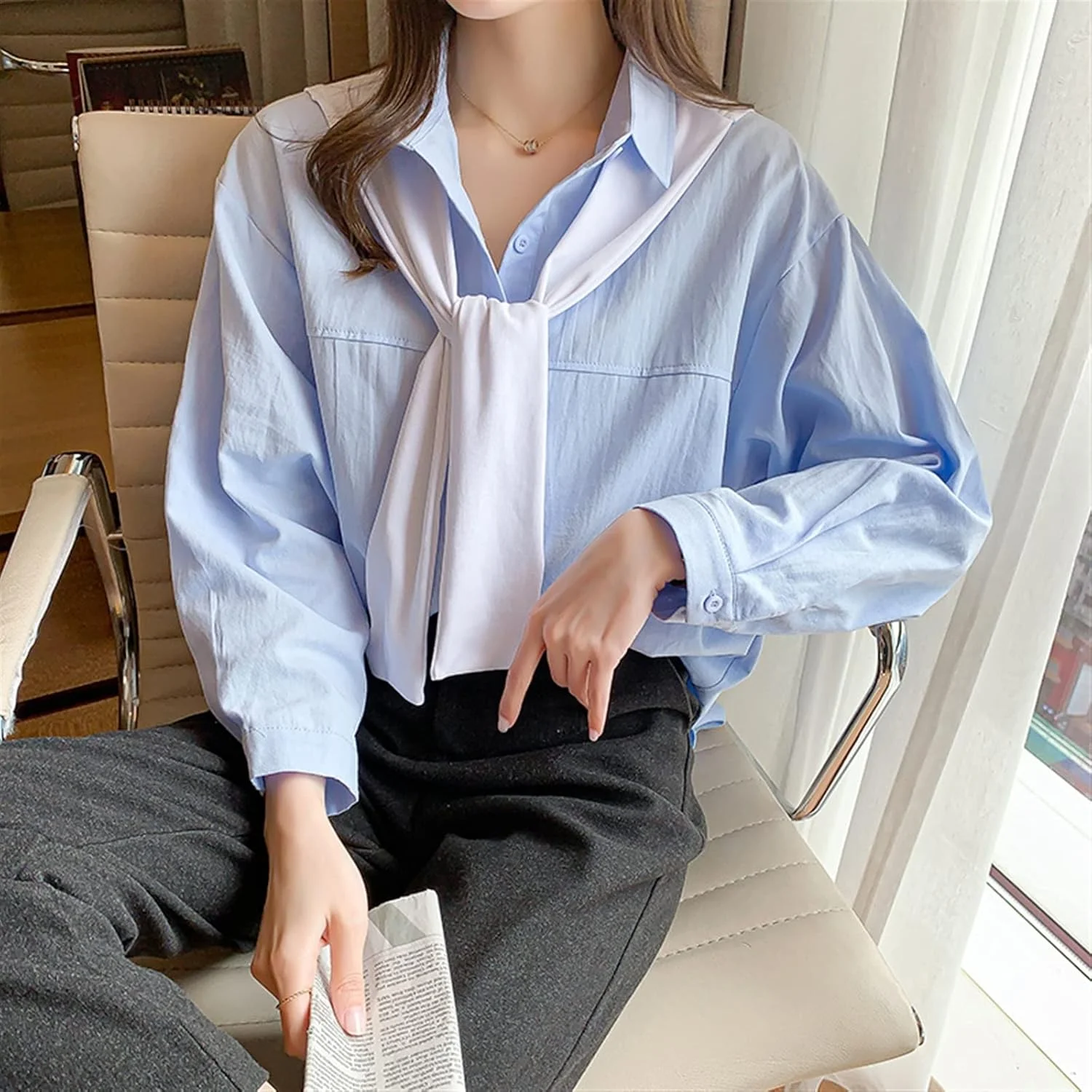 بلوز زنانه VETCS، پیراهن گشاد زنانه، پیراهن زنانه به سبک OL، سایز بزرگ زنانه، پیراهن کاردیگان یکدست، تاپ پیراهن آبی (رنگ: Hortelã، سایز: M) بلوز زنانه VETCS، پیراهن گشاد زنانه، پیراهن زنانه به سبک OL، سایز بزرگ زنانه، پیراهن کاردیگان یکدست، تاپ پیراهن آبی (رنگ: Hortelã، سایز: M)