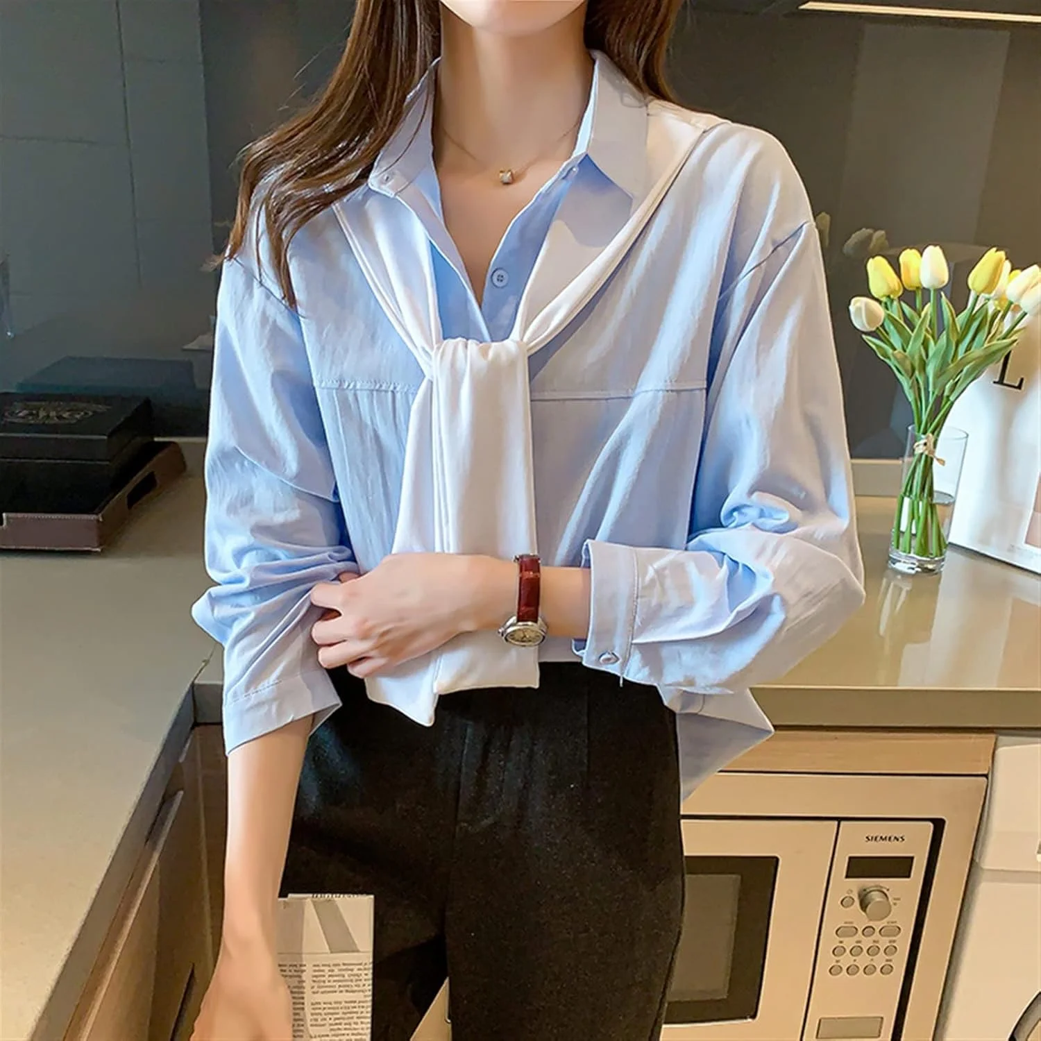 بلوز زنانه VETCS، پیراهن گشاد زنانه، پیراهن زنانه به سبک OL، سایز بزرگ زنانه، پیراهن کاردیگان یکدست، تاپ پیراهن آبی (رنگ: Hortelã، سایز: M) بلوز زنانه VETCS، پیراهن گشاد زنانه، پیراهن زنانه به سبک OL، سایز بزرگ زنانه، پیراهن کاردیگان یکدست، تاپ پیراهن آبی (رنگ: Hortelã، سایز: M)