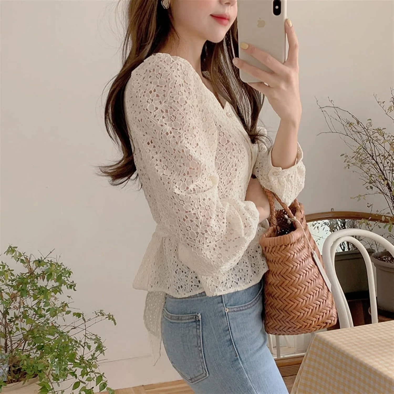 بلوز زنانه VETCS، بلوز شیرین و جذاب یقه هفت زنانه، پیراهن توری مجلسی آستین بلند (رنگ: سفید، سایز: S) بلوز زنانه VETCS، بلوز شیرین و جذاب یقه هفت زنانه، پیراهن توری مجلسی آستین بلند (رنگ: سفید، سایز: S)