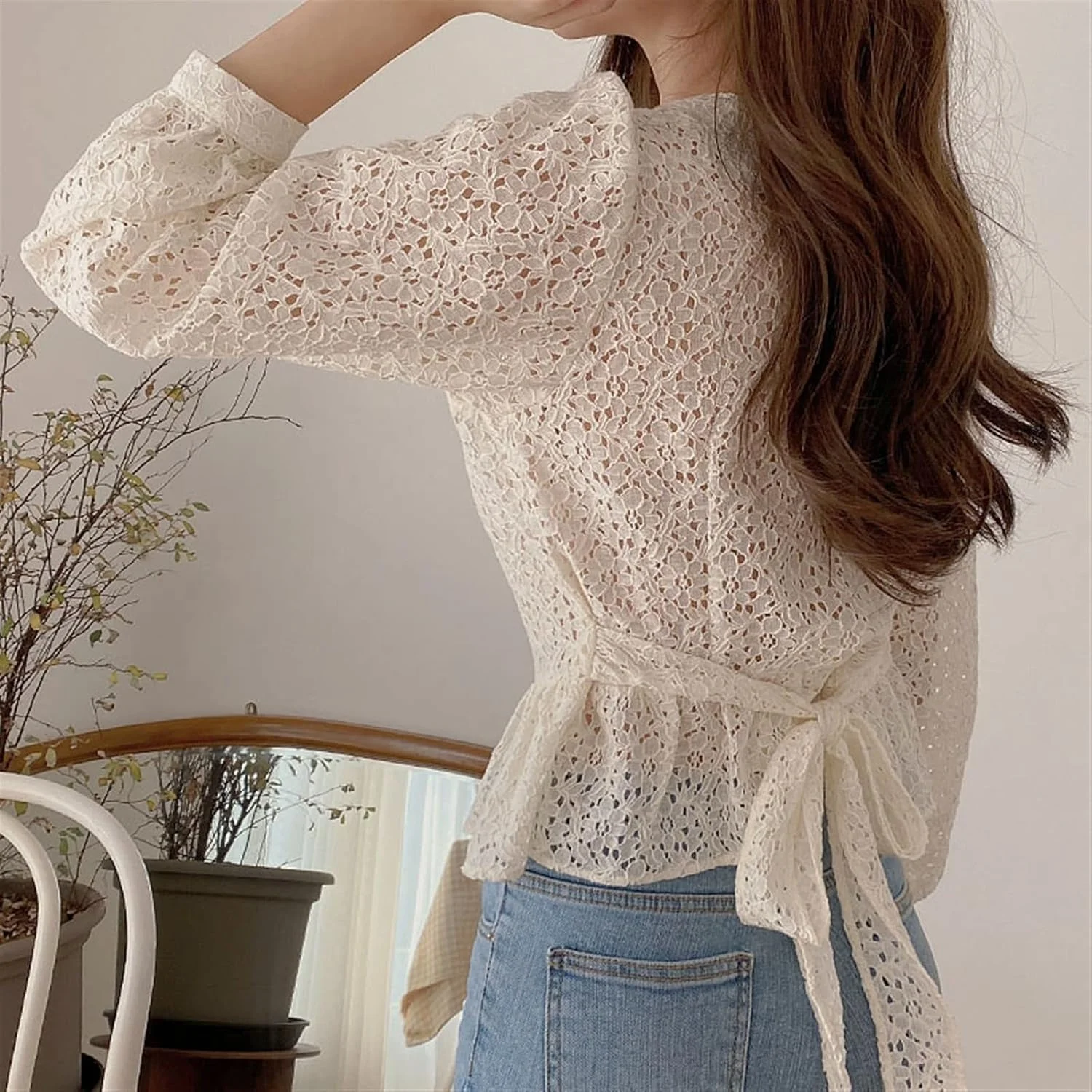 بلوز زنانه VETCS، بلوز شیرین و جذاب یقه هفت زنانه، پیراهن توری مجلسی آستین بلند (رنگ: سفید، سایز: S) بلوز زنانه VETCS، بلوز شیرین و جذاب یقه هفت زنانه، پیراهن توری مجلسی آستین بلند (رنگ: سفید، سایز: S)