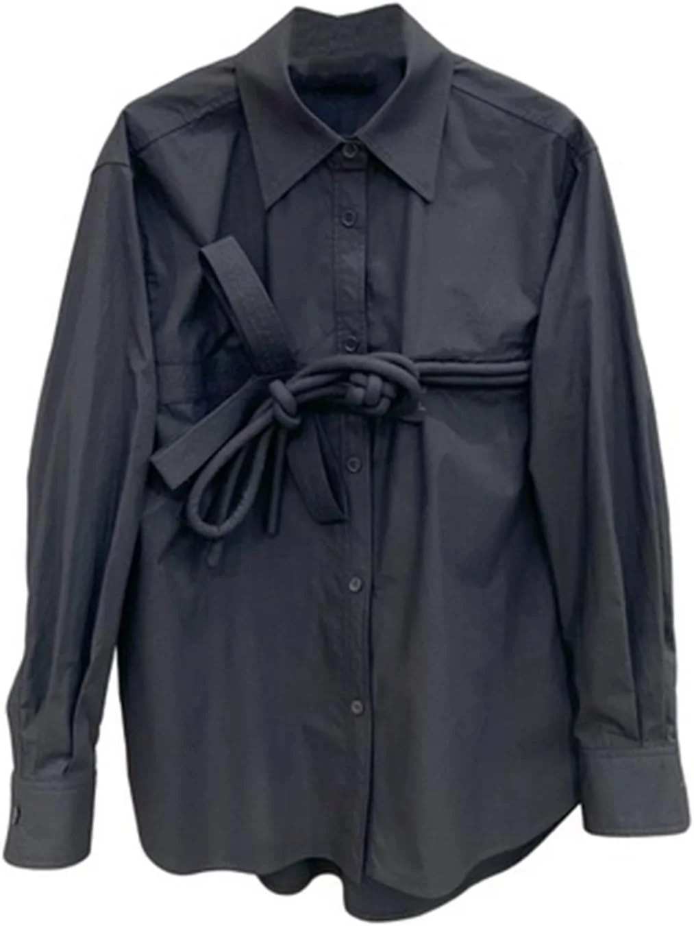 بلوز زنانه VETCS، پیراهن زنانه یقه برگردان، مدل آزاد، پاپیون دار، تک سینه، آستین بلند، مشکی و سفید (رنگ: Hortel، سایز: XL)