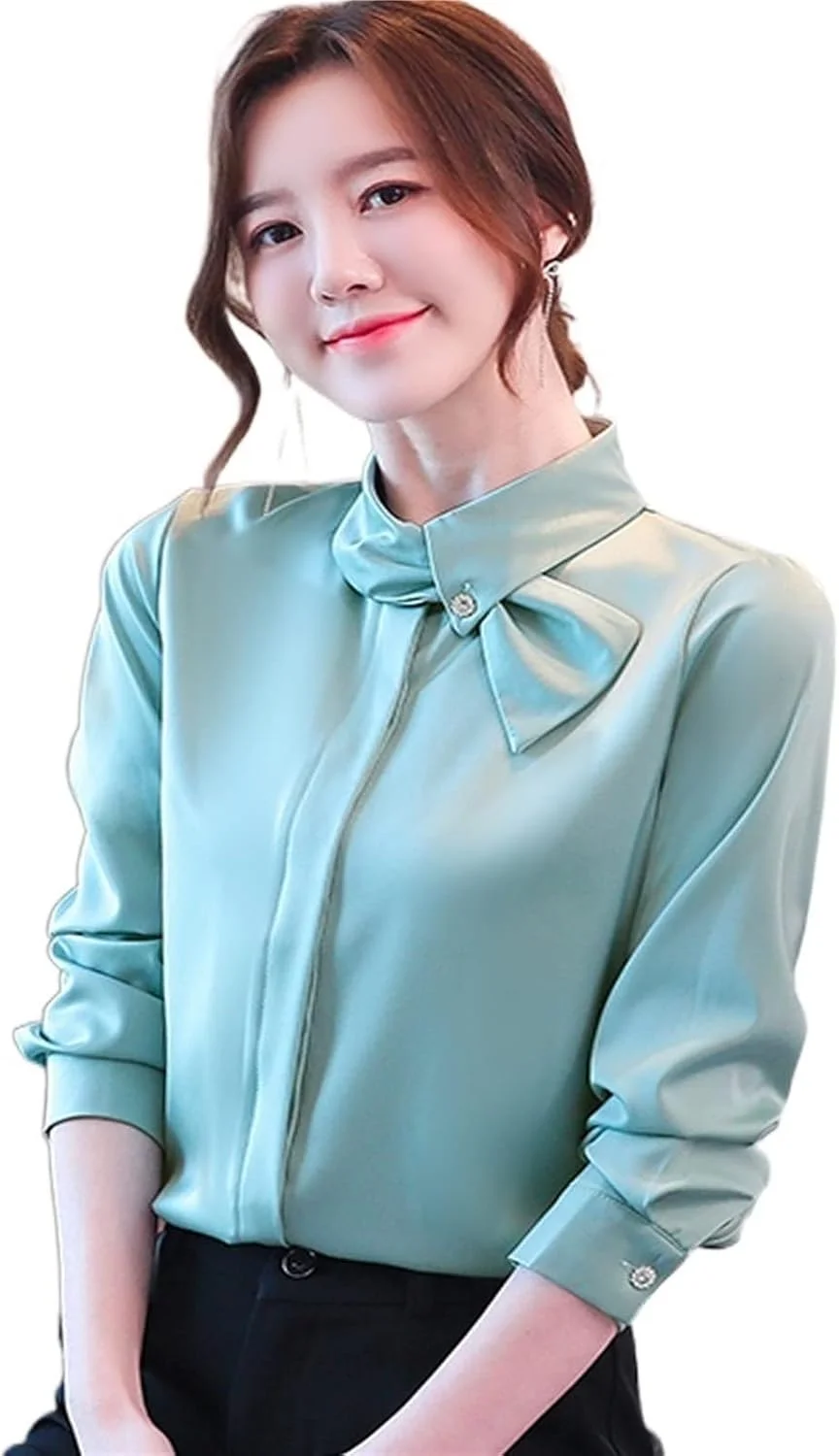 بلوز زنانه VETCS، پیراهن آستین بلند زنانه، بلوز زنانه شیفون، پیراهن زنانه (رنگ: آبی تیره، سایز: XL)