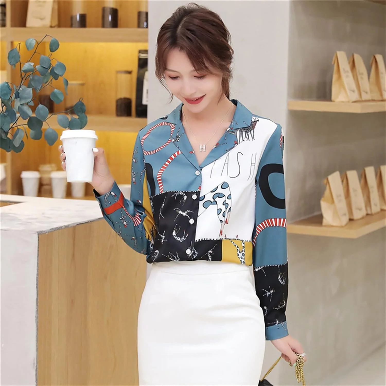 بلوز زنانه VETCS، بلوز و پیراهن زنانه، بلوز زنانه، پیراهن شیفون، پیراهن آستین بلند دکمه دار زنانه (رنگ: سفید، سایز: L) بلوز زنانه VETCS، بلوز و پیراهن زنانه، بلوز زنانه، پیراهن شیفون، پیراهن آستین بلند دکمه دار زنانه (رنگ: سفید، سایز: L)