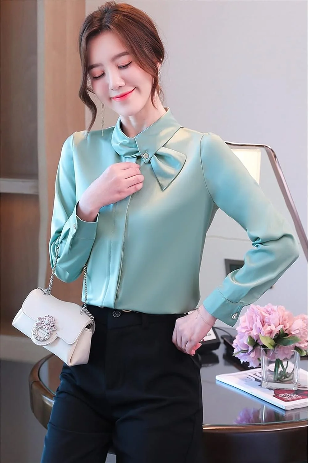 بلوز زنانه VETCS، پیراهن آستین بلند زنانه، بلوز زنانه شیفون، پیراهن زنانه (رنگ: آبی تیره، سایز: XL) بلوز زنانه VETCS، پیراهن آستین بلند زنانه، بلوز زنانه شیفون، پیراهن زنانه (رنگ: آبی تیره، سایز: XL)