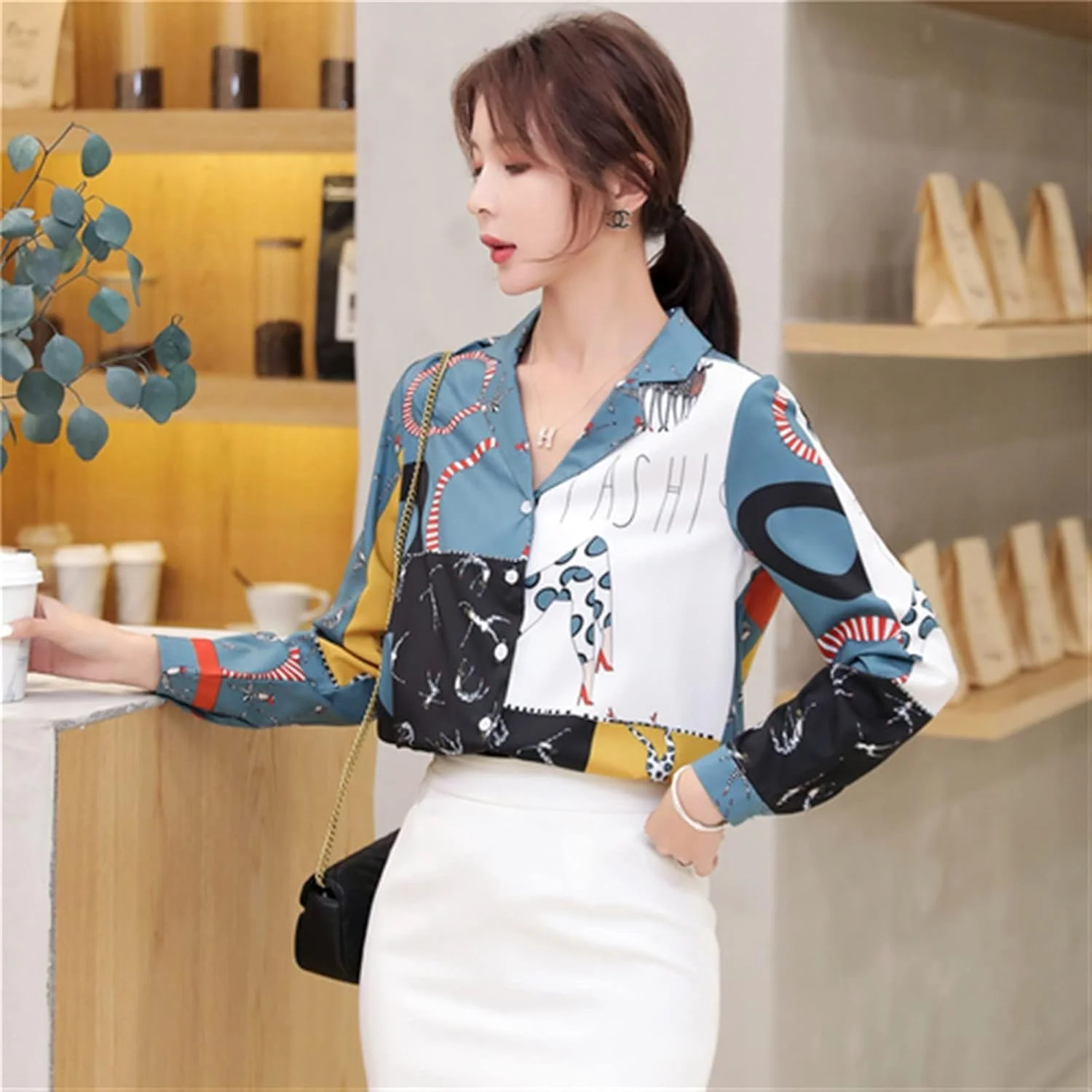 بلوز زنانه VETCS، بلوز و پیراهن زنانه، بلوز زنانه، پیراهن شیفون، پیراهن آستین بلند دکمه دار زنانه (رنگ: سفید، سایز: L) بلوز زنانه VETCS، بلوز و پیراهن زنانه، بلوز زنانه، پیراهن شیفون، پیراهن آستین بلند دکمه دار زنانه (رنگ: سفید، سایز: L)