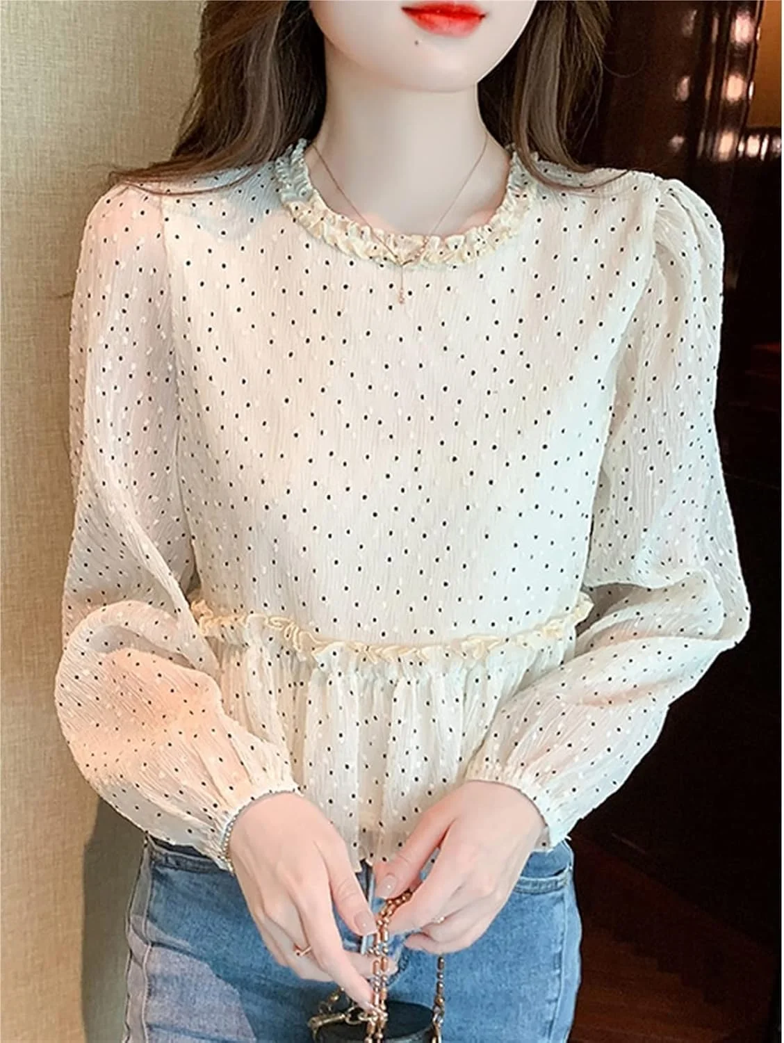 بلوز زنانه VETCS، پیراهن آستین بلند زنانه، بلوز زنانه طرح خال خالی، پیراهن زنانه بلوز زنانه VETCS، پیراهن آستین بلند زنانه، بلوز زنانه طرح خال خالی، پیراهن زنانه