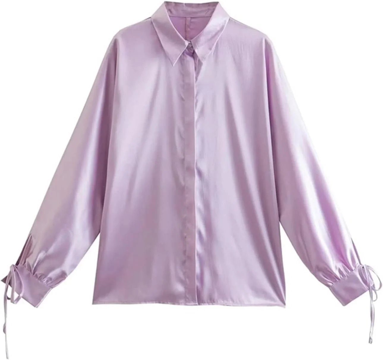 بلوز زنانه VETCS، پیراهن ساتن زنانه، بلوز آستین بلند زنانه پاپیونی، تاپ و لباس زنانه (رنگ: Hortel، سایز: L)