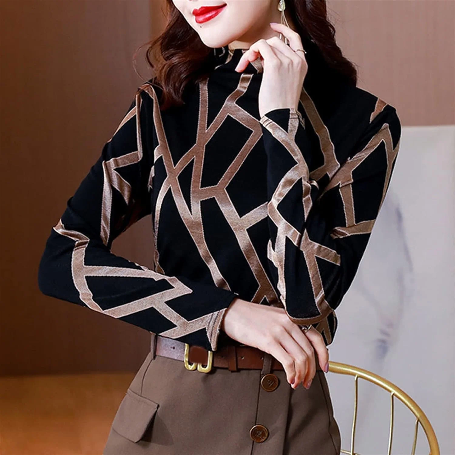 بلوز زنانه VETCS طرح راه راه آستین بلند یقه اسکی مناسب بهار و پاییز (رنگ: Hortel، سایز: 4XL) بلوز زنانه VETCS طرح راه راه آستین بلند یقه اسکی مناسب بهار و پاییز (رنگ: Hortel، سایز: 4XL)