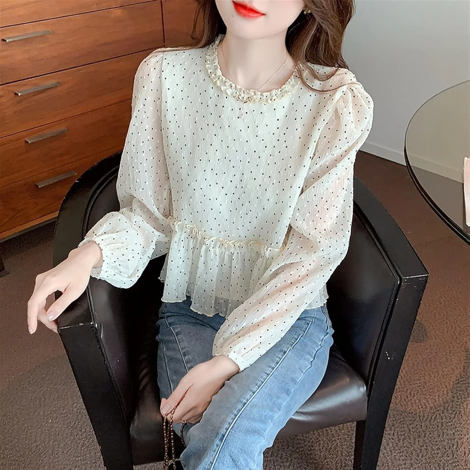 بلوز زنانه VETCS، پیراهن آستین بلند زنانه، بلوز زنانه طرح خال خالی، پیراهن زنانه بلوز زنانه VETCS، پیراهن آستین بلند زنانه، بلوز زنانه طرح خال خالی، پیراهن زنانه