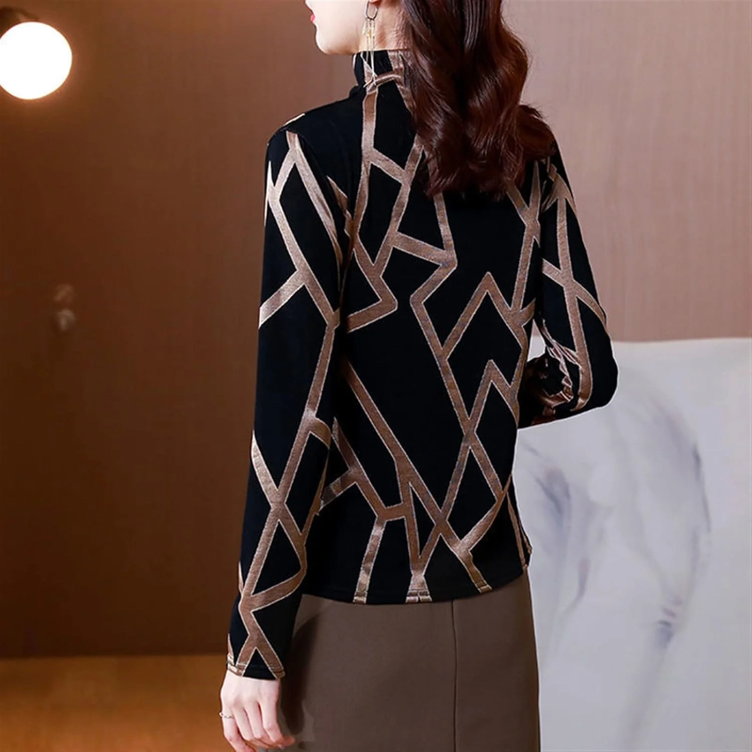 بلوز زنانه VETCS طرح راه راه آستین بلند یقه اسکی مناسب بهار و پاییز (رنگ: Hortel، سایز: 4XL) بلوز زنانه VETCS طرح راه راه آستین بلند یقه اسکی مناسب بهار و پاییز (رنگ: Hortel، سایز: 4XL)