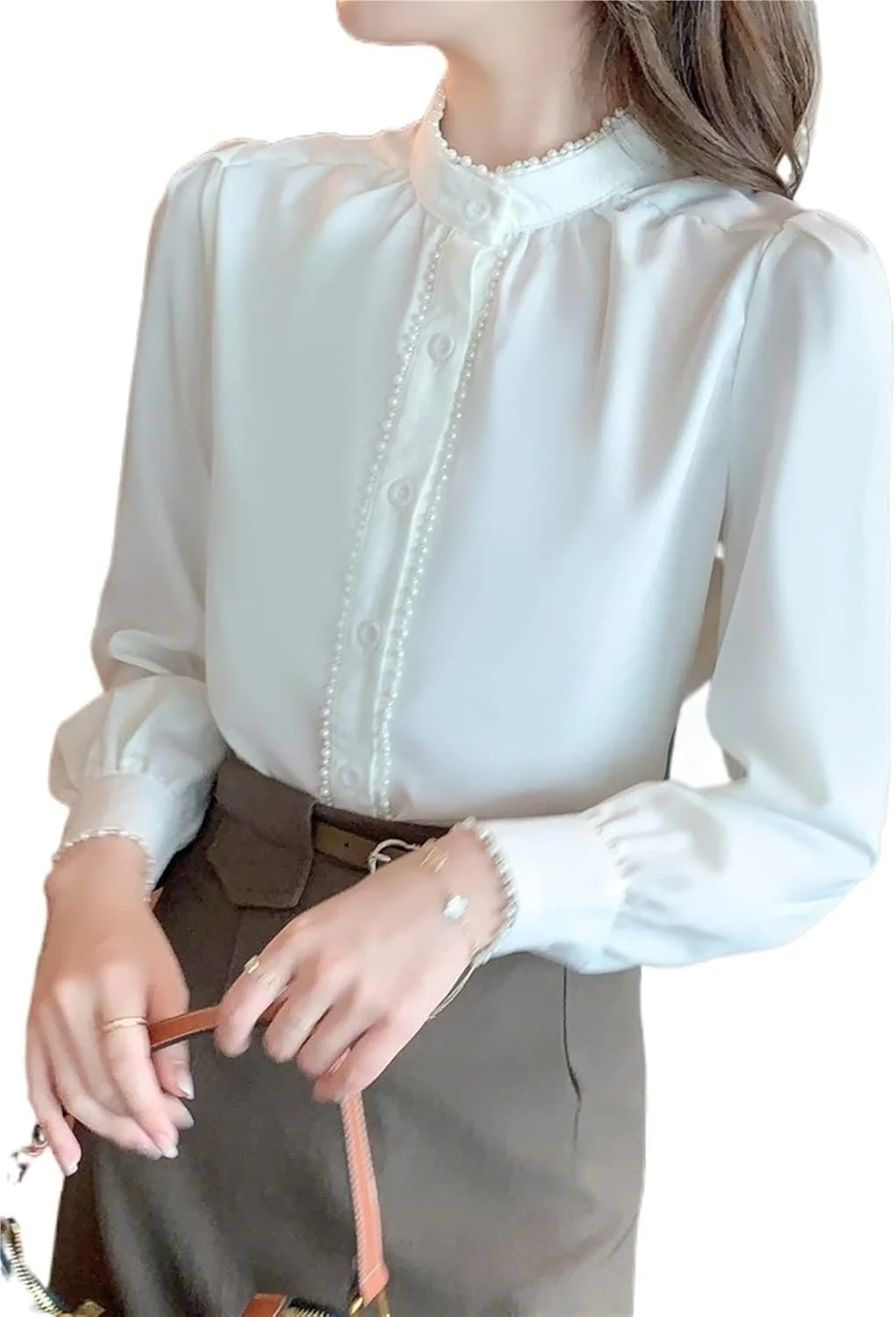 بلوز زنانه VETCS آستین بلند مدل Beads سفید برفی