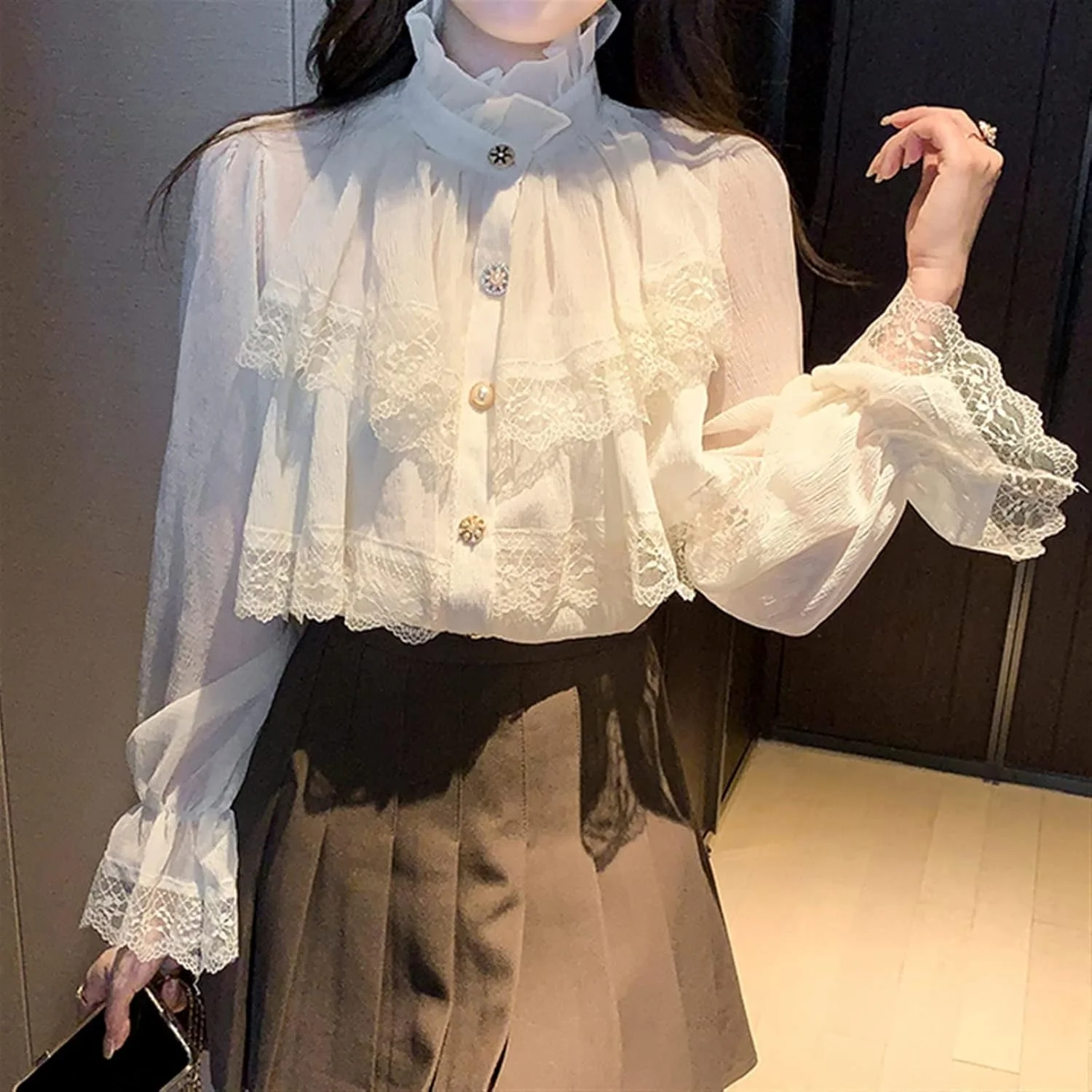 بلوز زنانه VETCS آستین بلند آستر دار، پیراهن راه راه، بلوز و شومیز زنانه (رنگ: سفید، سایز: M) بلوز زنانه VETCS آستین بلند آستر دار، پیراهن راه راه، بلوز و شومیز زنانه (رنگ: سفید، سایز: M)