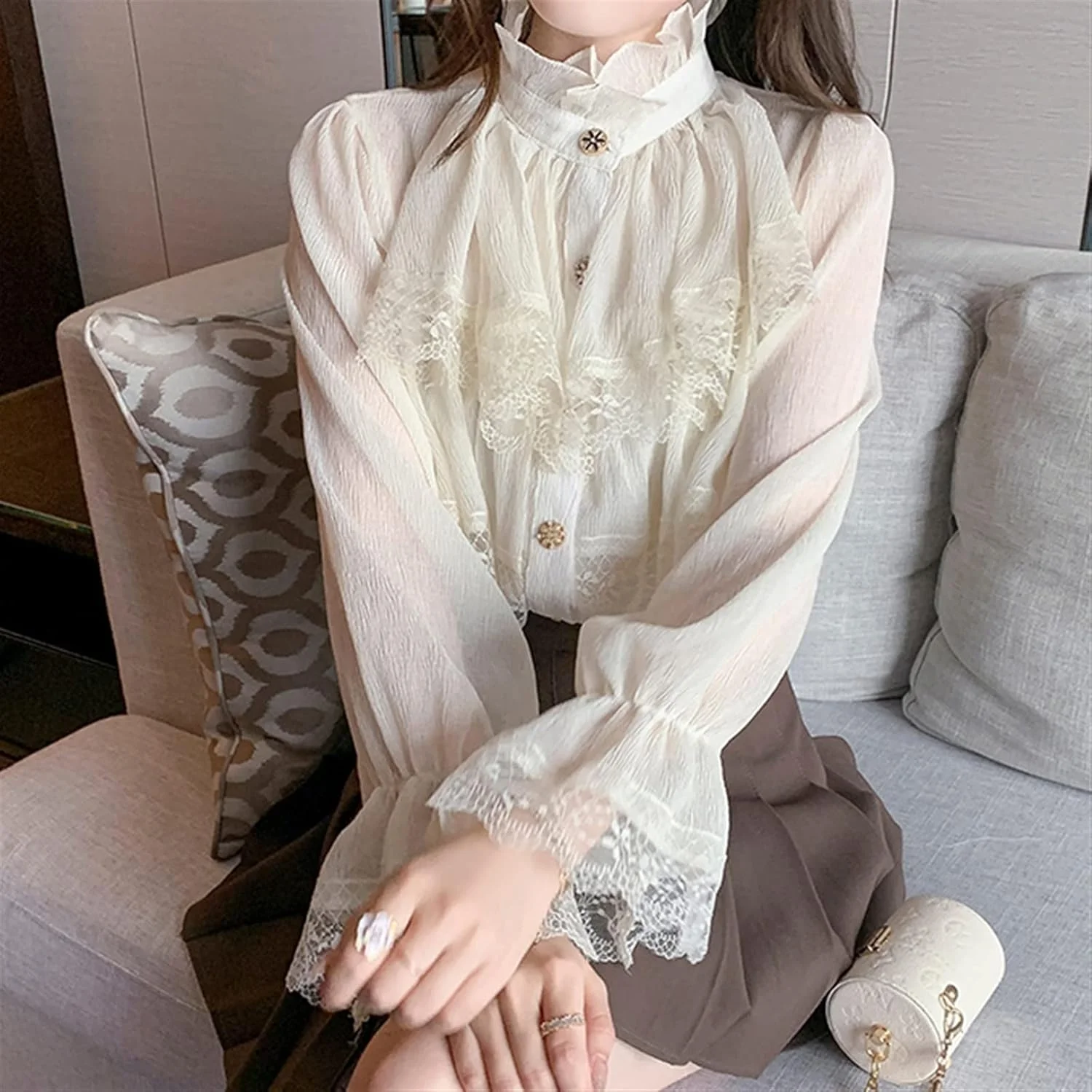 بلوز زنانه VETCS آستین بلند آستر دار، پیراهن راه راه، بلوز و شومیز زنانه (رنگ: سفید، سایز: M) بلوز زنانه VETCS آستین بلند آستر دار، پیراهن راه راه، بلوز و شومیز زنانه (رنگ: سفید، سایز: M)