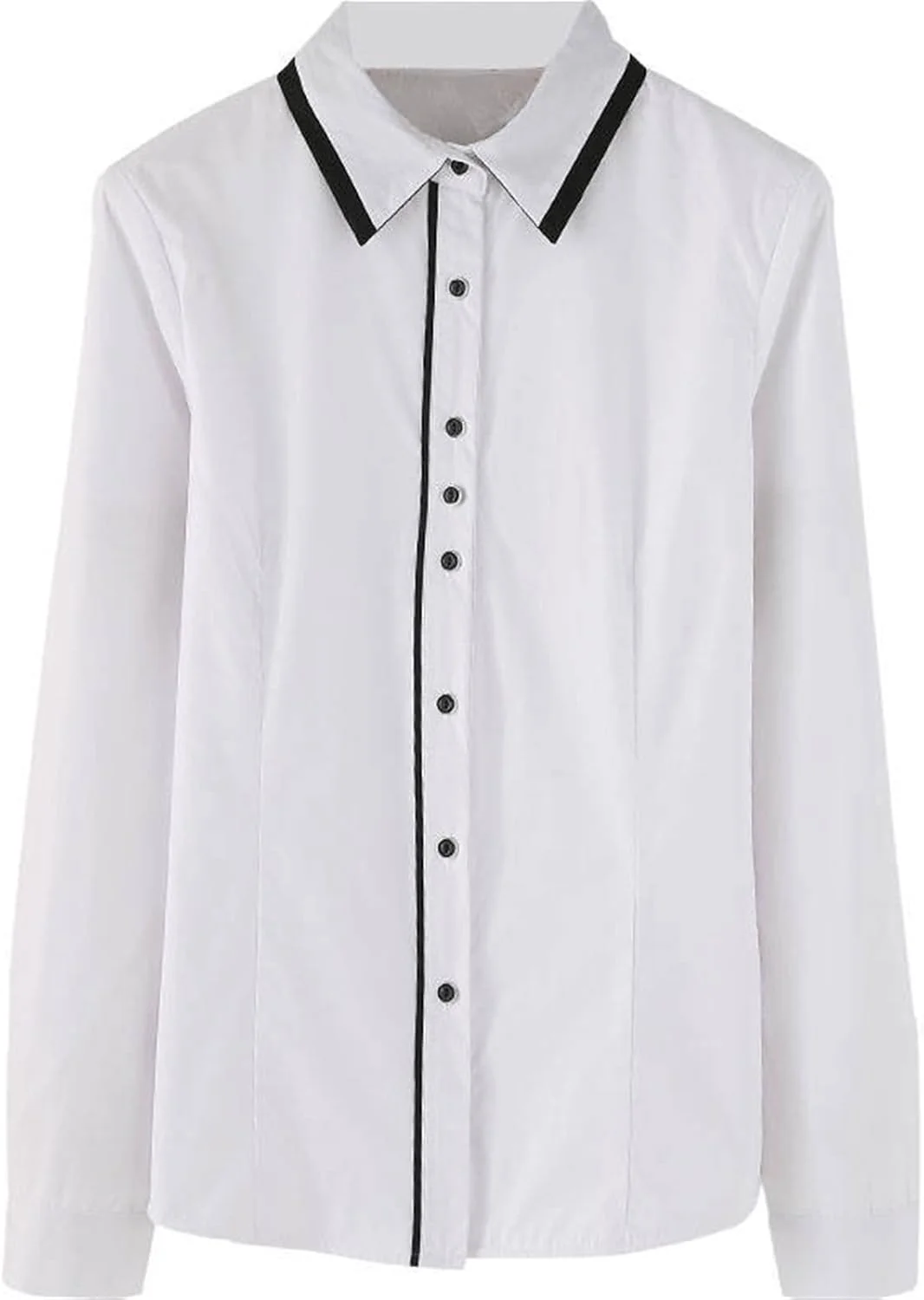 بلوز زنانه VETCS، پیراهن آستین بلند، تاپ سفید آبی، لباس کار زنانه، لباس زنانه آبی (رنگ: سفید، سایز: L)