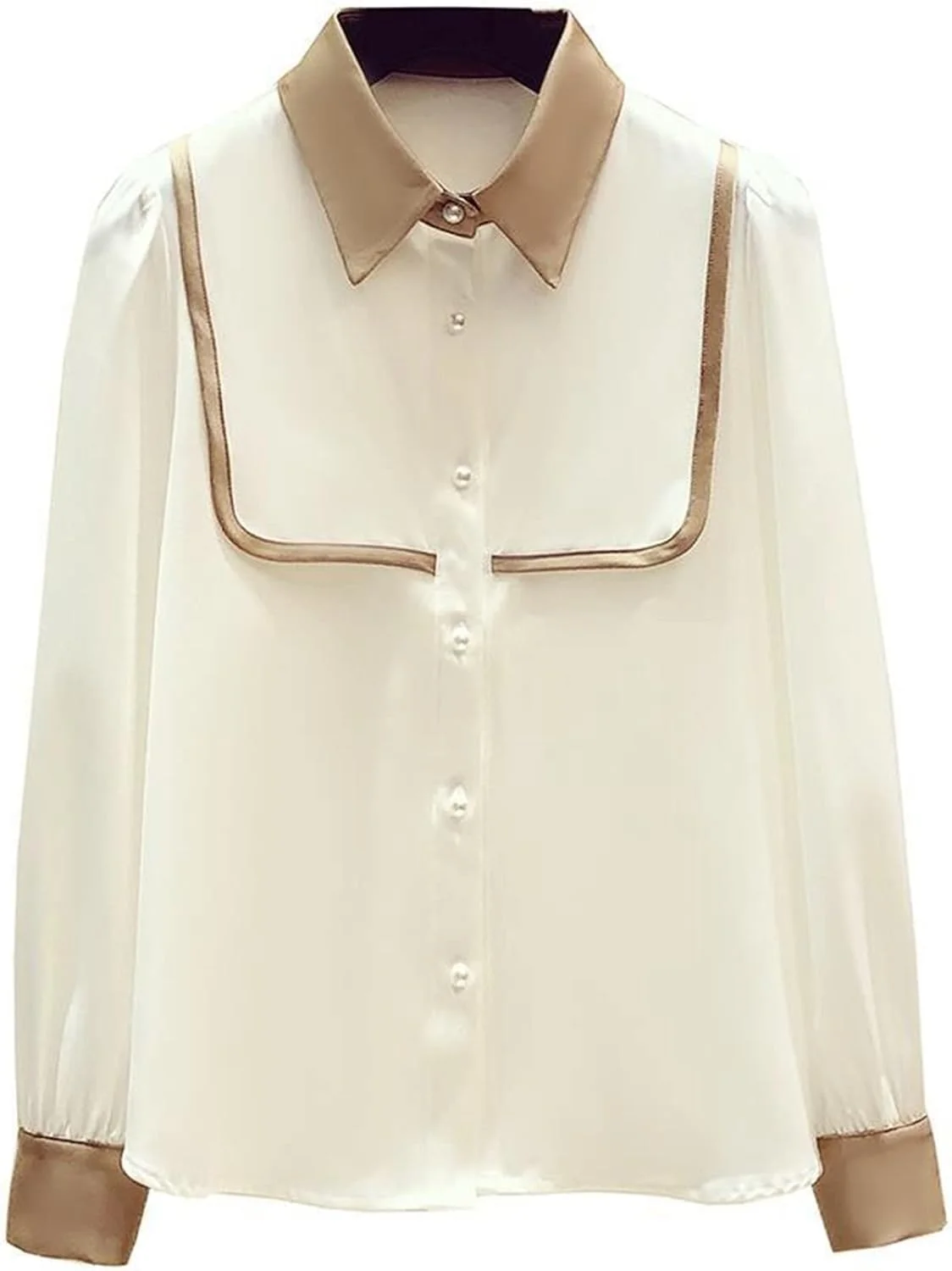 بلوز زنانه VETCS، پیراهن آستین بلند زنانه، طراحی ظریف و خوش‌سلیقه با آستر (رنگ: سفید، سایز: S)