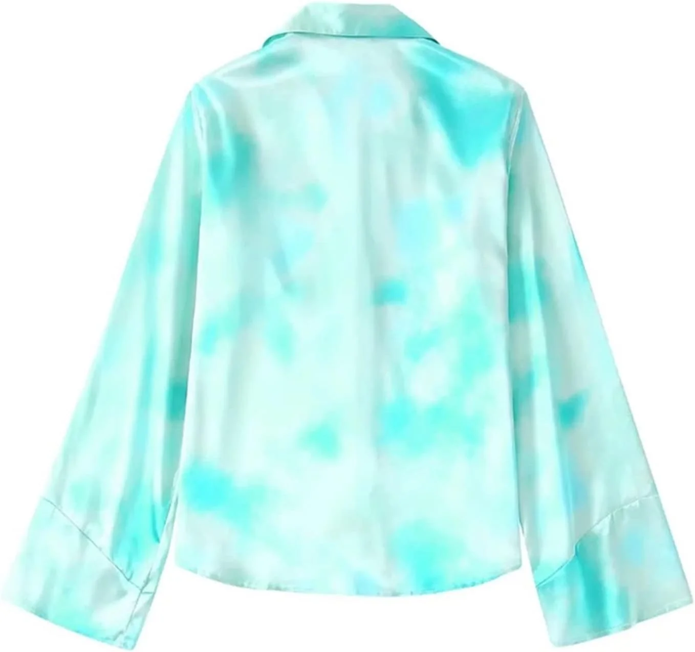 بلوز زنانه VETCS، پیراهن طرح تایلندی زنانه، بلوز آستین بلند دکمه دار، لباس زنانه، بلوز تاپ (رنگ: Hortel، سایز: XS)