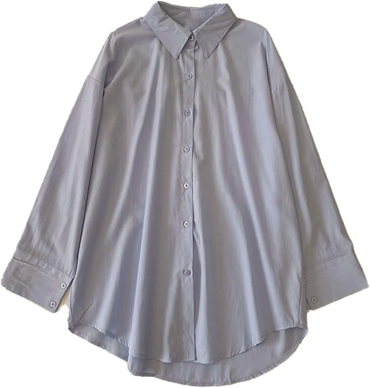 بلوز زنانه VETCS، پیراهن های بلند و بلوزهای زنانه، دکمه دار غیر رسمی، آستین بلند، یقه برگردان، تاپ های سفید زرد سبز