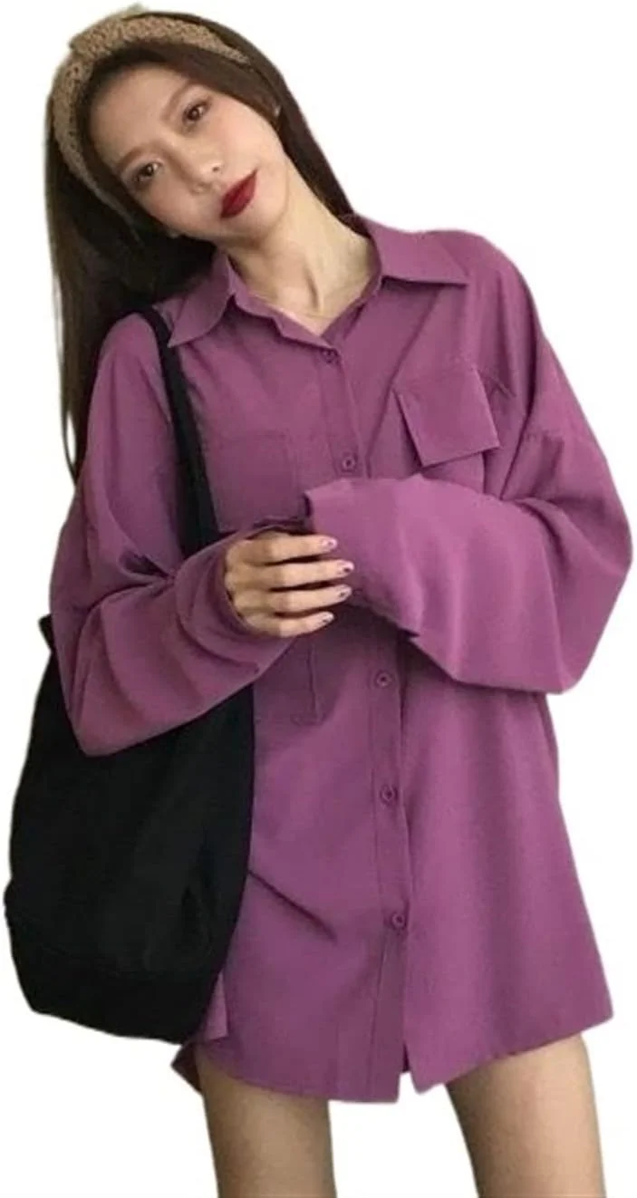 بلوز زنانه VETCS آستین بلند، پیراهن زنانه با رنگ ثابت، بلوز زنانه، پیراهن زنانه (رنگ: Hortelã، سایز: M)