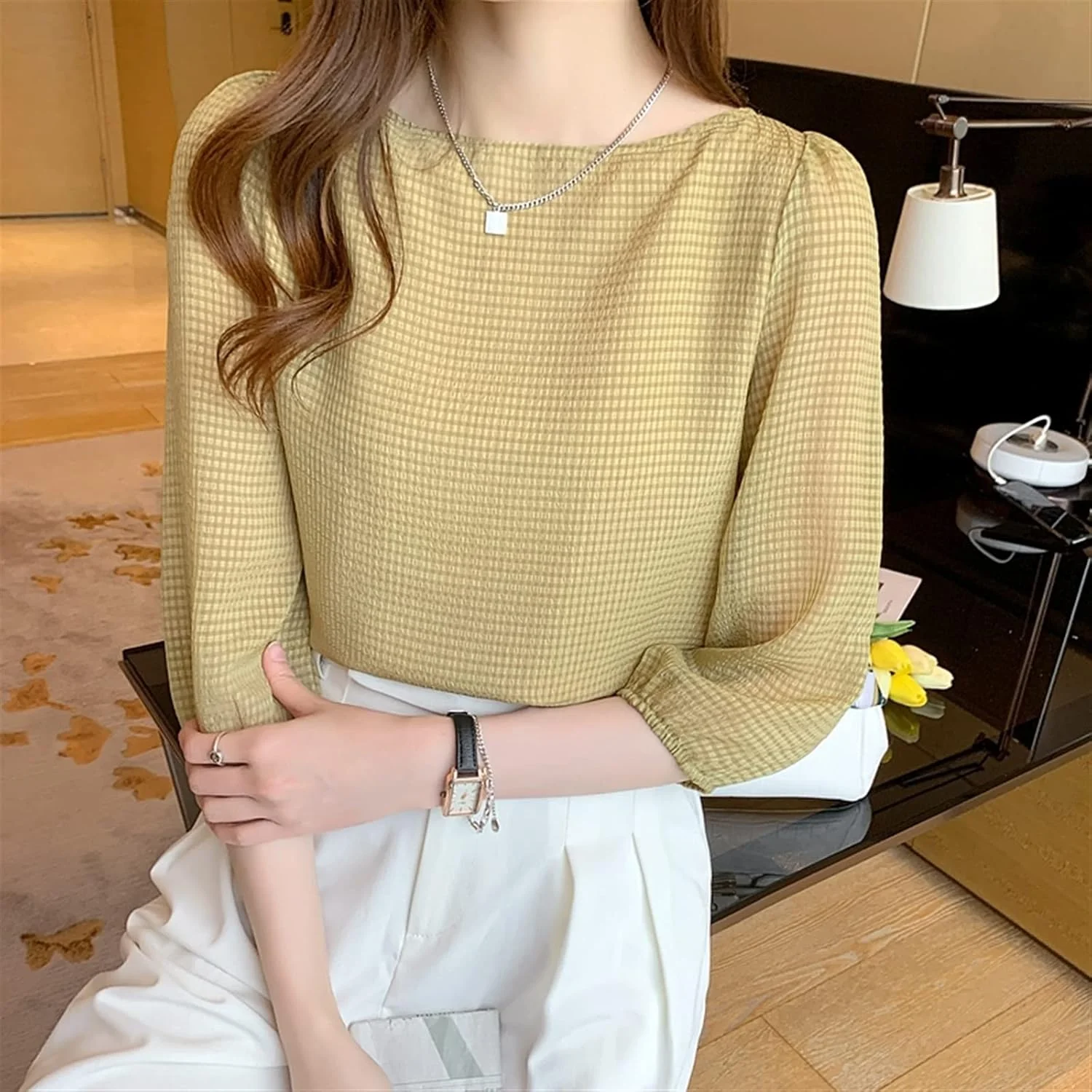 بلوز زنانه VETCS، آستین کوتاه، پیراهن شیفون، بلوز چهارخانه شیک زنانه، آستین فانوسی، بلوز گشاد زنانه، بلوز یقه کج (رنگ: Hortel، سایز: M) بلوز زنانه VETCS، آستین کوتاه، پیراهن شیفون، بلوز چهارخانه شیک زنانه، آستین فانوسی، بلوز گشاد زنانه، بلوز یقه کج (رنگ: Hortel، سایز: M)