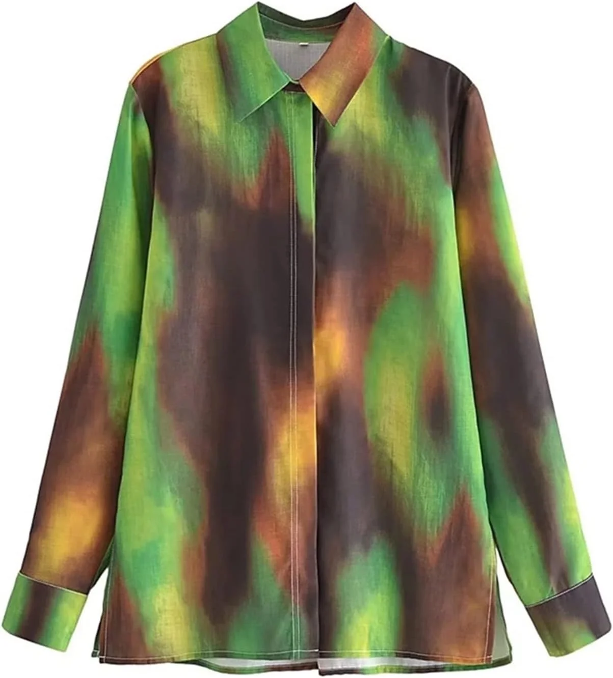 بلوز زنانه VETCS، بلوز و پیراهن زنانه، پیراهن آستین بلند دکمه دار، تاپ غیر رسمی گشاد زنانه (رنگ: آبی تیره، سایز: S)