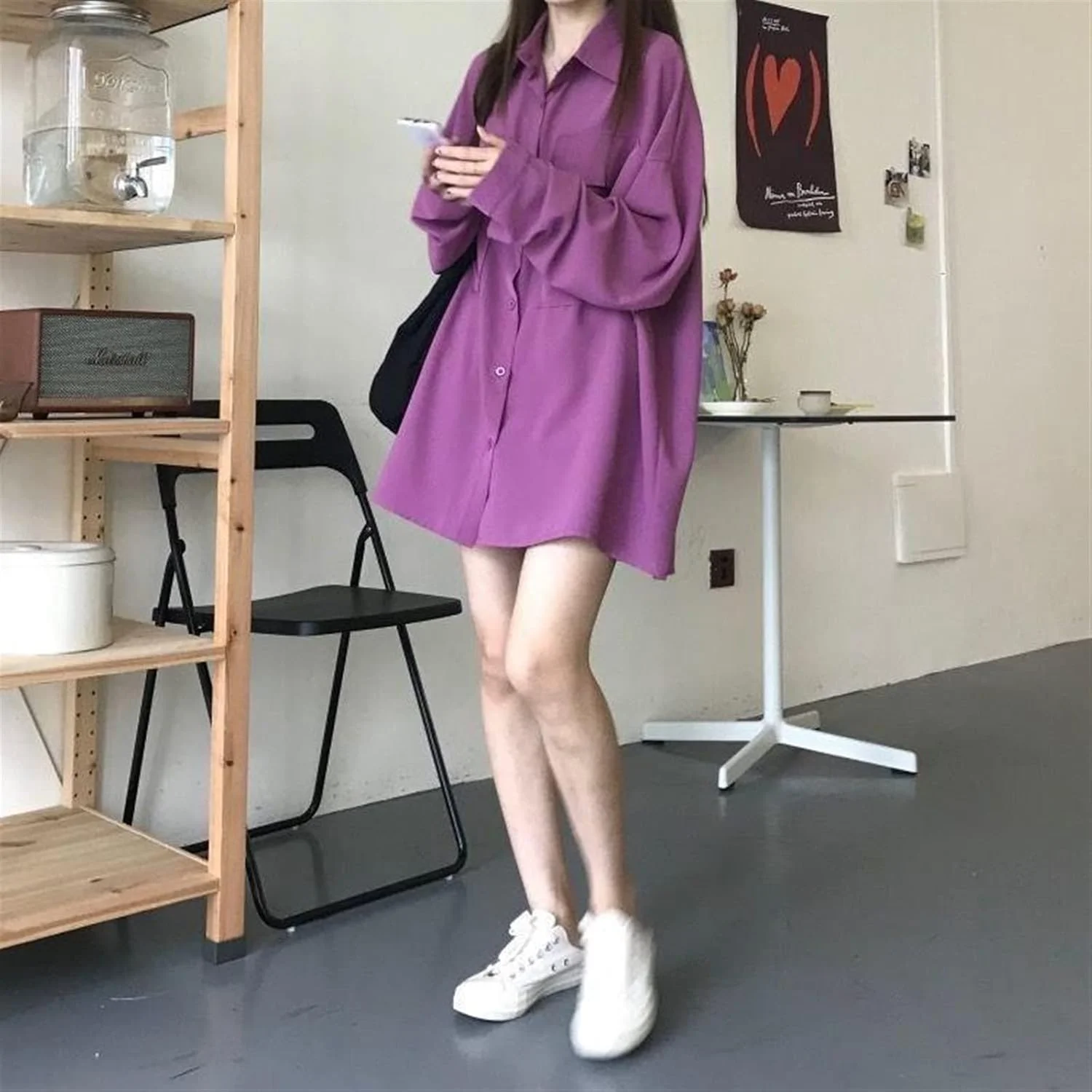 بلوز زنانه VETCS آستین بلند، پیراهن زنانه با رنگ ثابت، بلوز زنانه، پیراهن زنانه (رنگ: Hortelã، سایز: M)