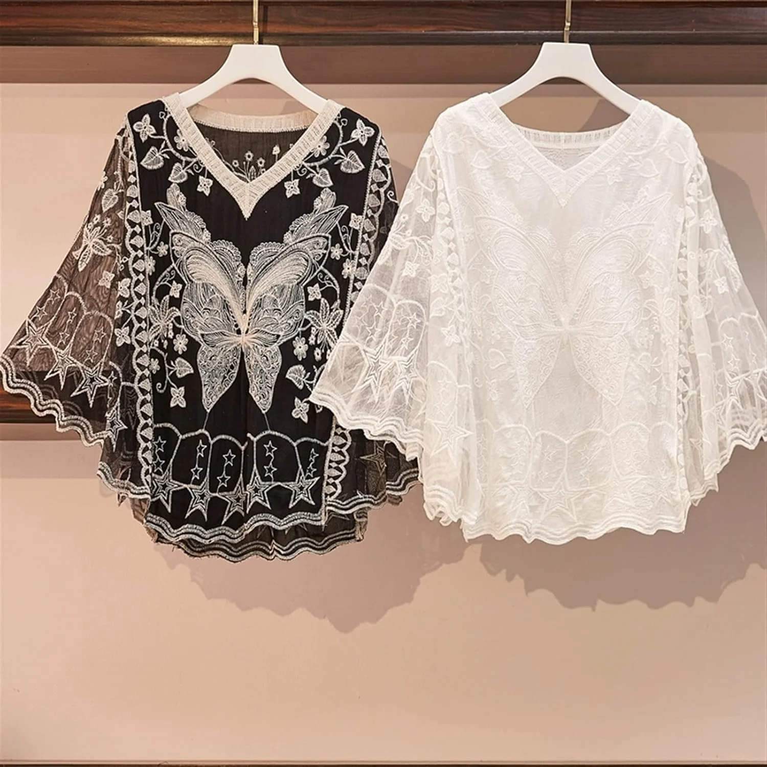 بلوز زنانه VETCS، پیراهن سفید زنانه، پیراهن و شومیز زنانه، شومیز توری، پیراهن ضد آفتاب، پیراهن رو (رنگ: سفید، سایز: تک سایز)